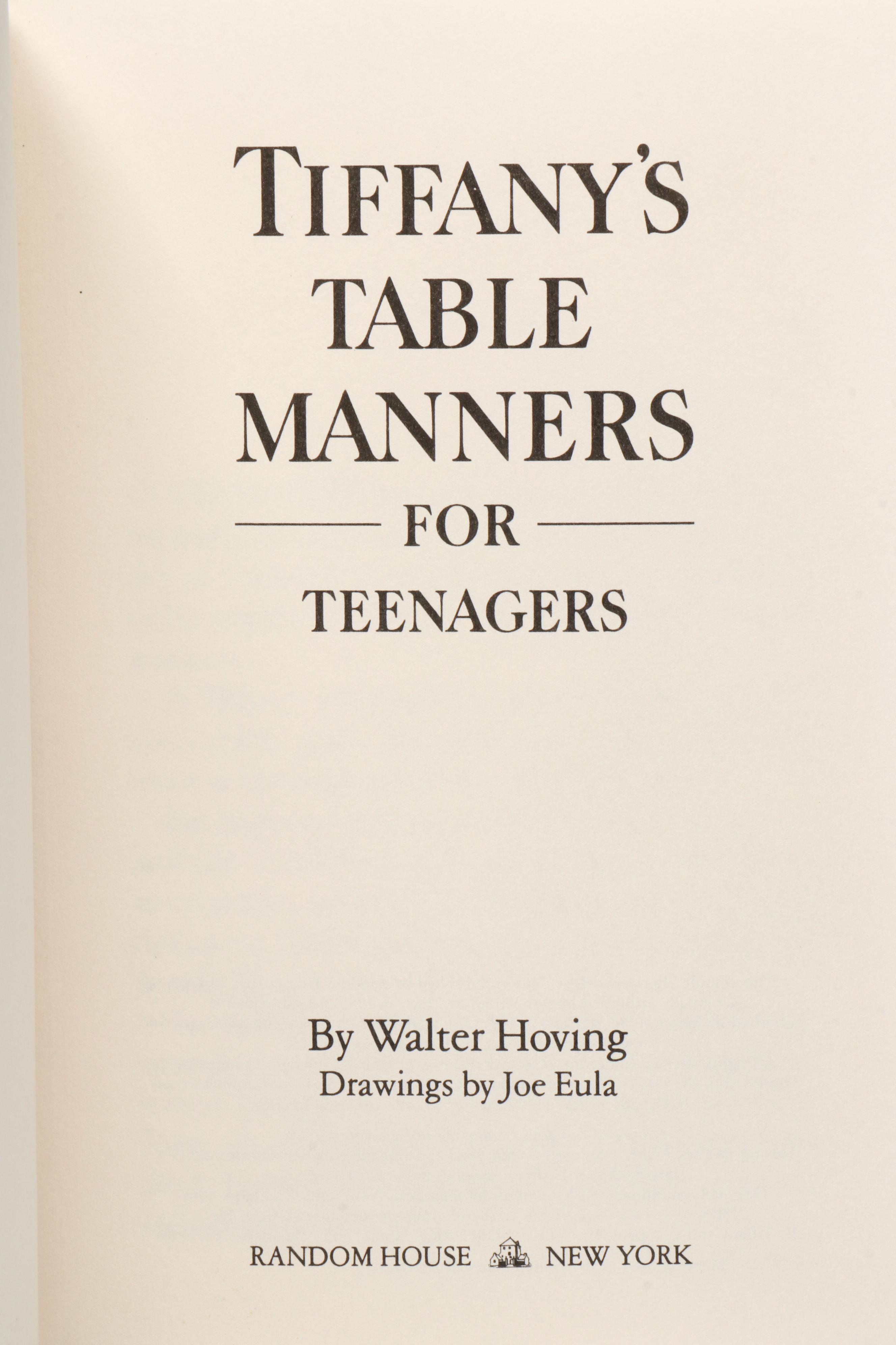 Illustrated "Tiffany's Table Manners for Teenagers" by Walter Hoving, 1989