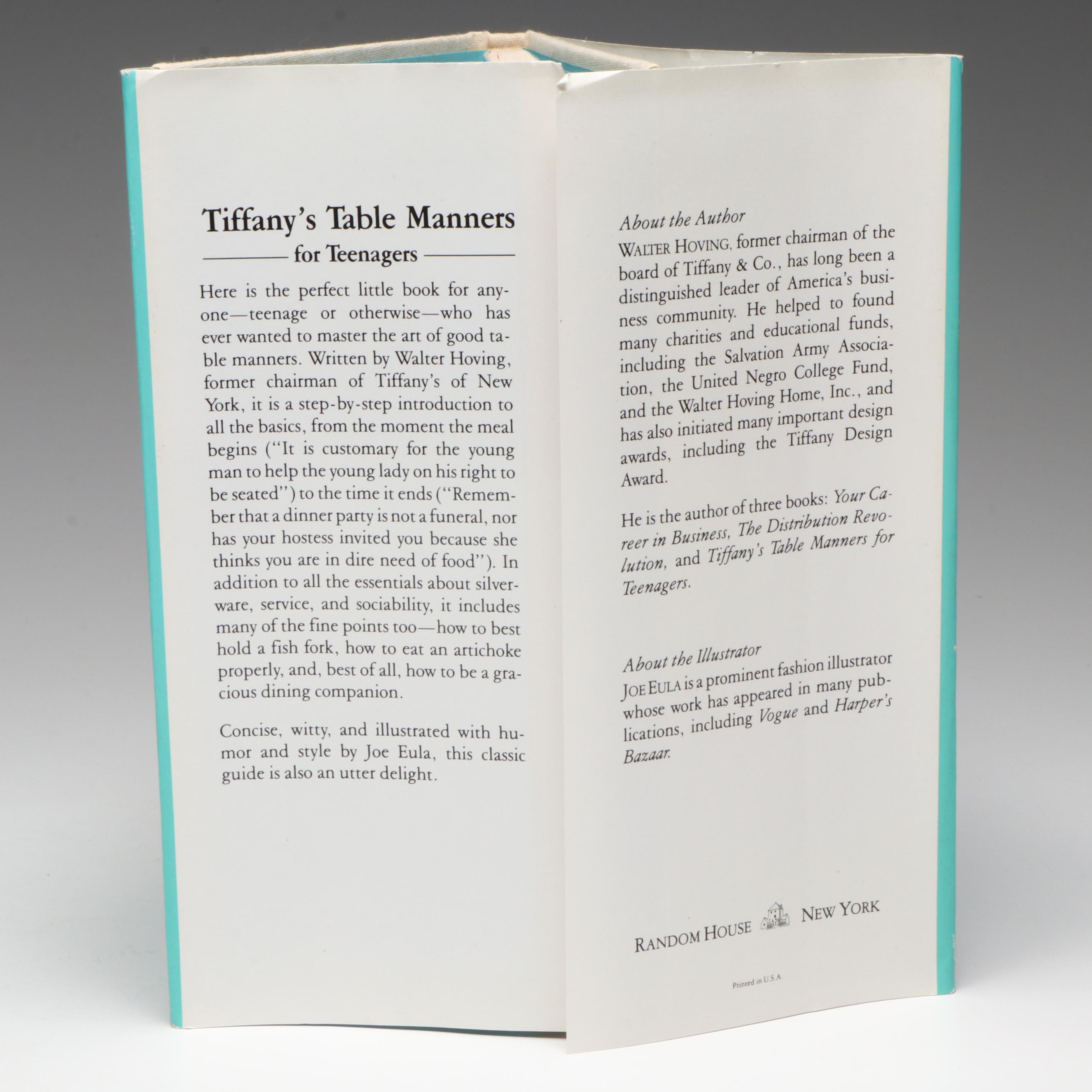 Illustrated "Tiffany's Table Manners for Teenagers" by Walter Hoving, 1989