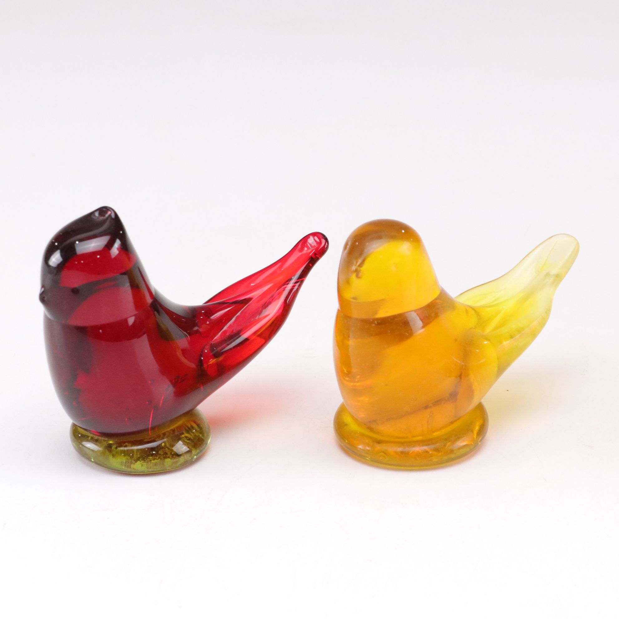 Titan "Cardinal of Love" and "Gold Canary" with Pink Swirl and Floral Vases