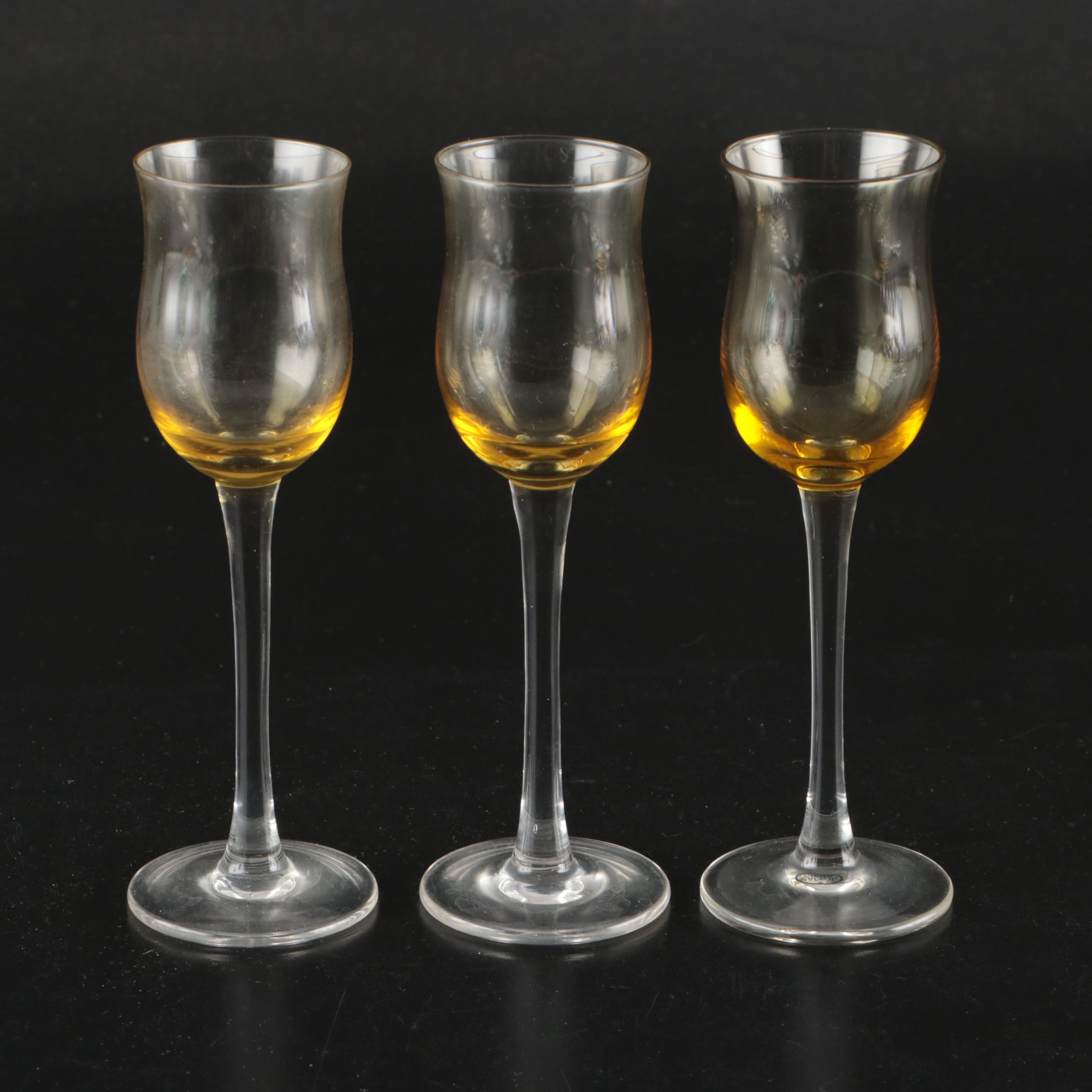 Wm. Rogers Silver Plate Round Tray with Multicolor Glass Stemware