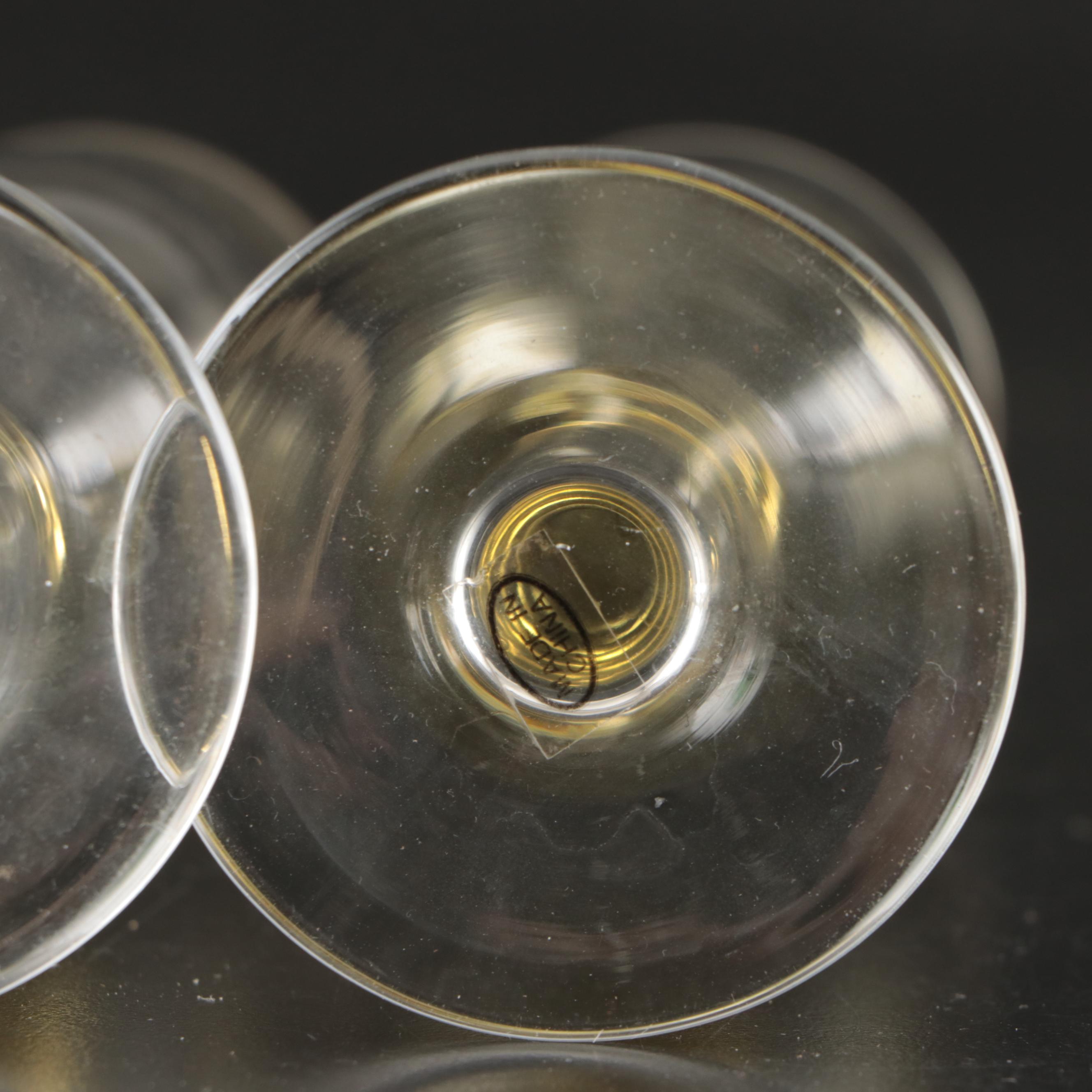 Wm. Rogers Silver Plate Round Tray with Multicolor Glass Stemware