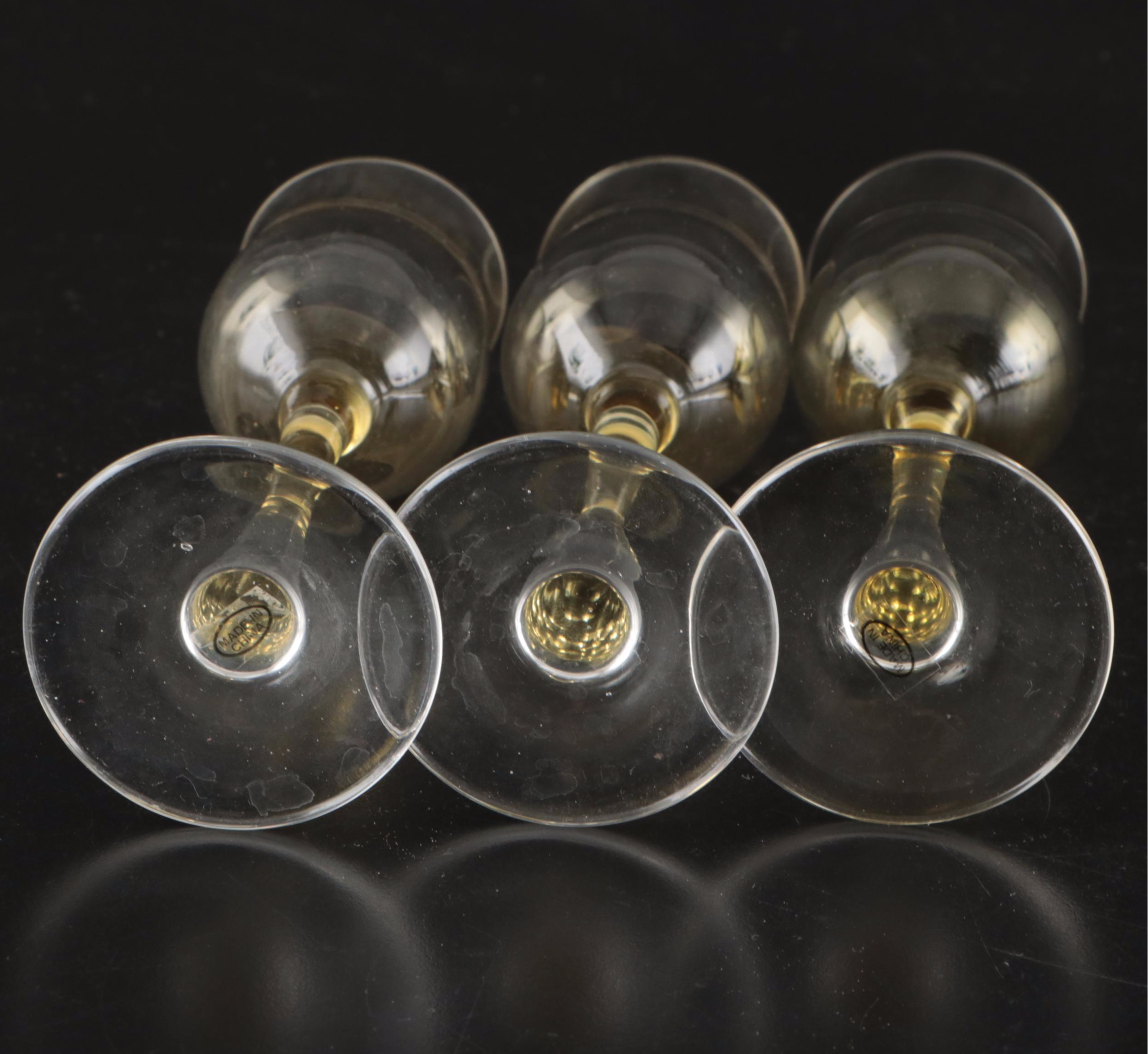 Wm. Rogers Silver Plate Round Tray with Multicolor Glass Stemware