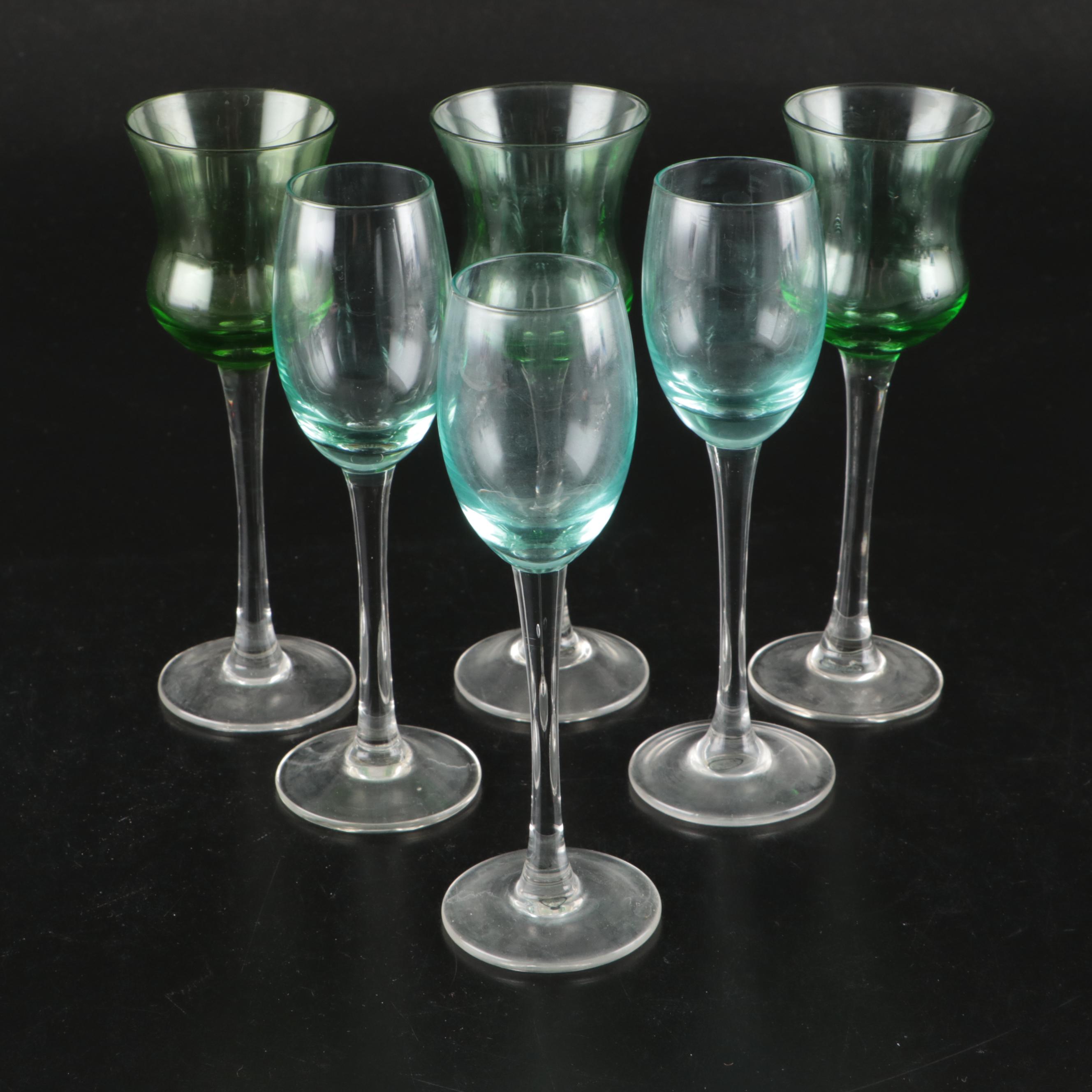 Wm. Rogers Silver Plate Round Tray with Multicolor Glass Stemware