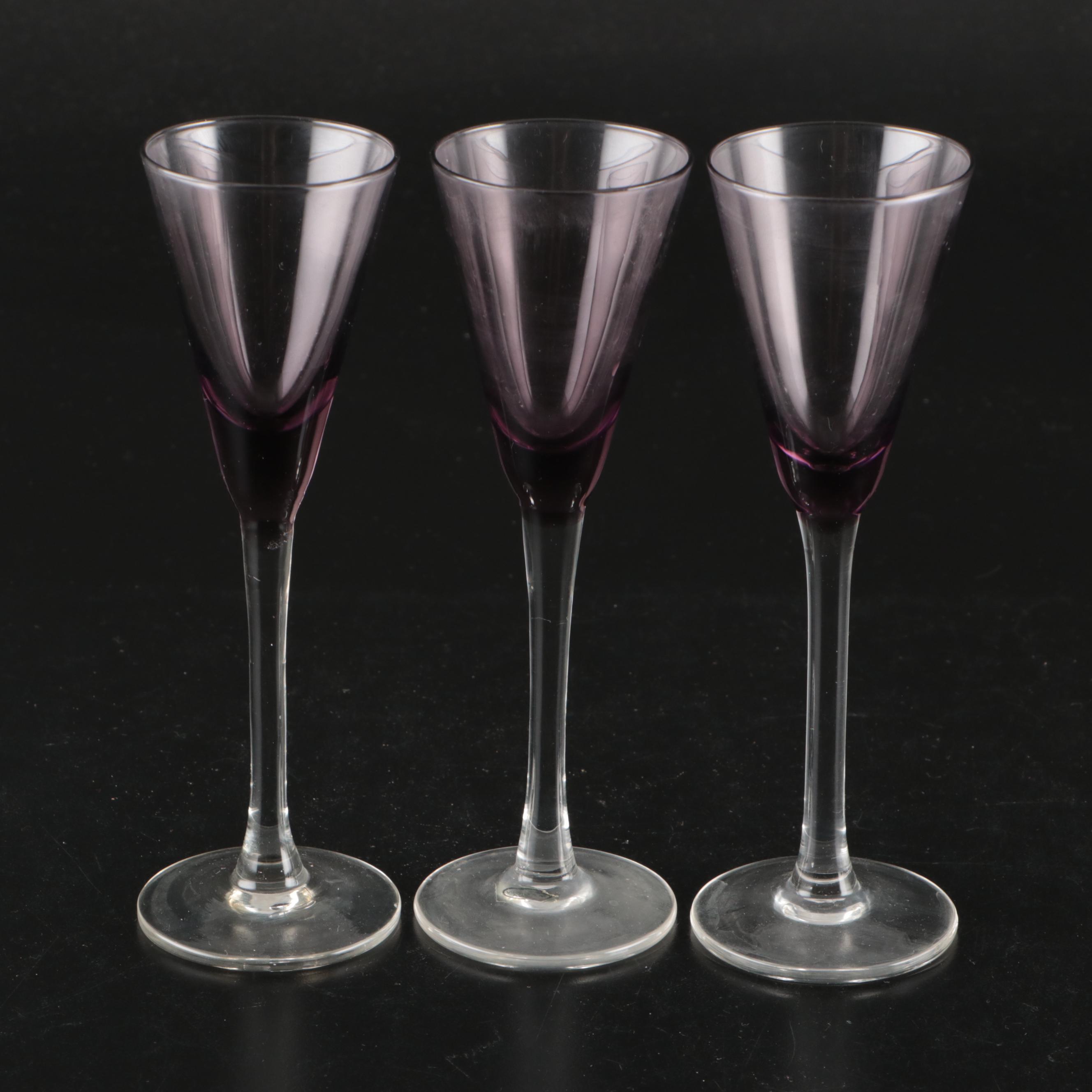 Wm. Rogers Silver Plate Round Tray with Multicolor Glass Stemware