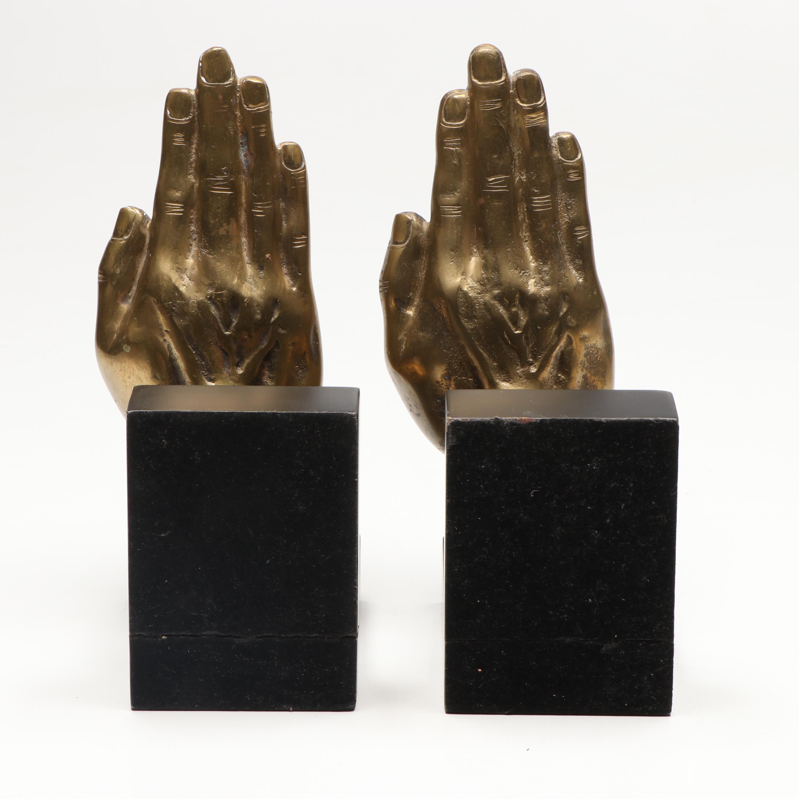 Brass Finish Praying Hand Bookends