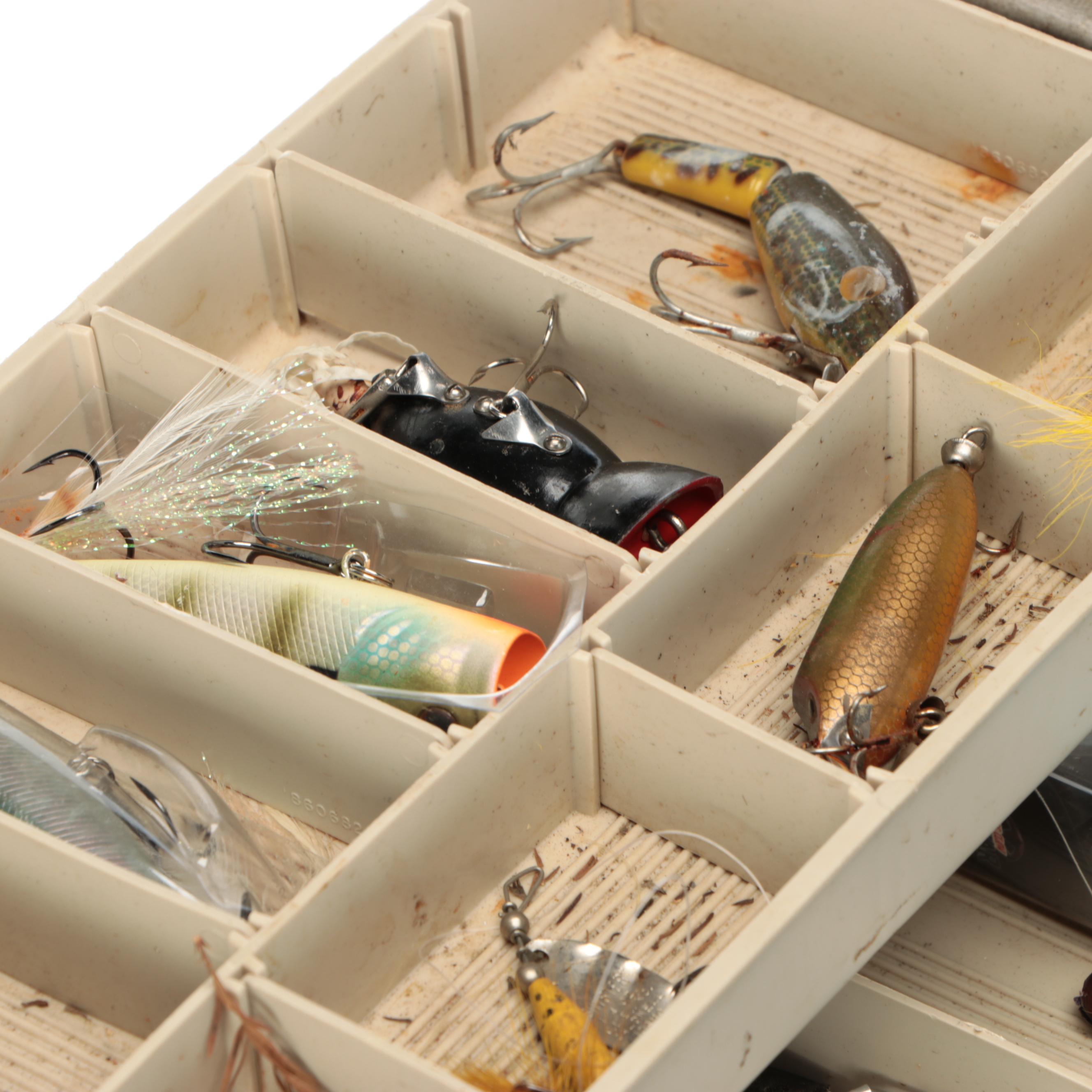 Plano Tackle Box with Synthetic Lures and More Fishing Supplies