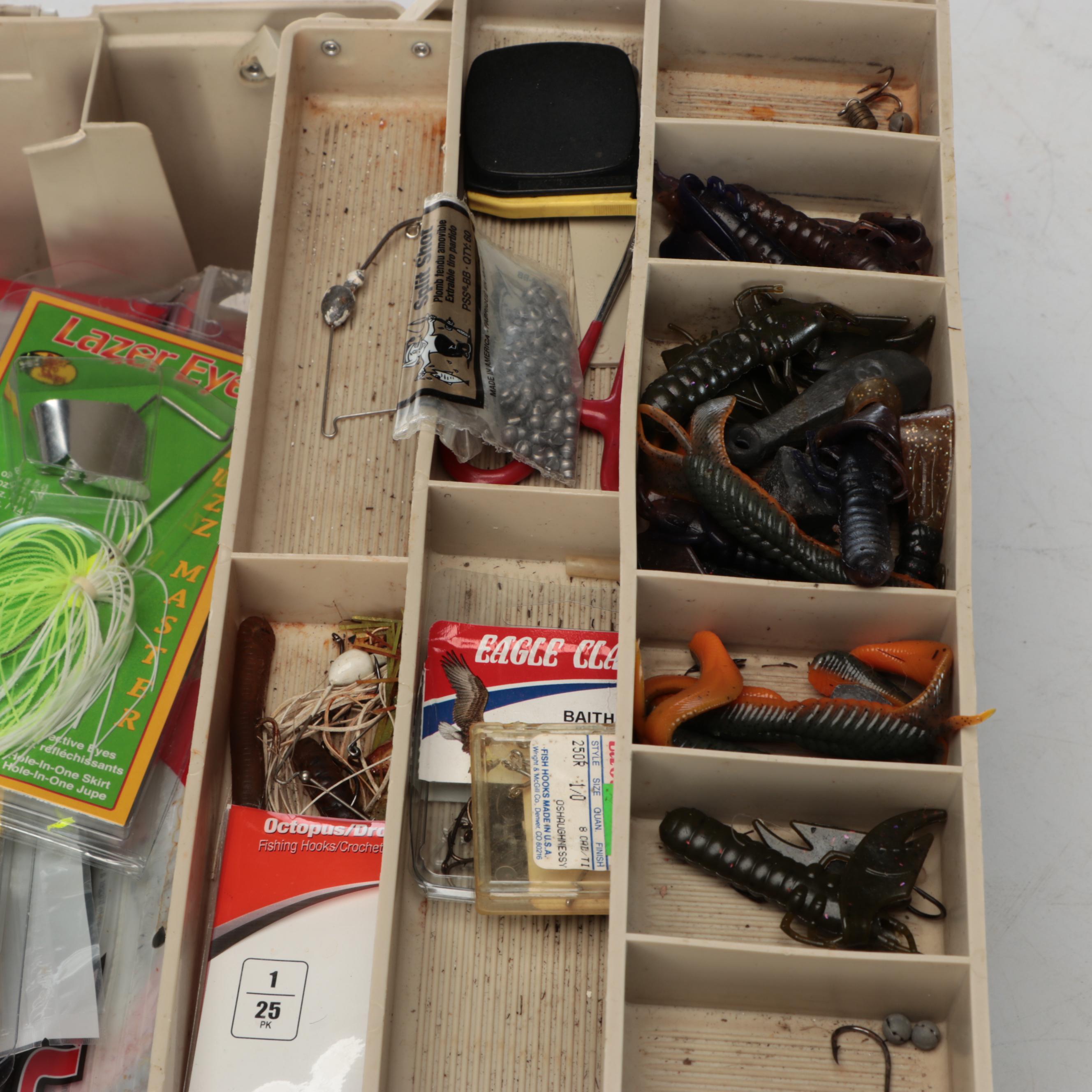 Plano Tackle Box with Synthetic Lures and More Fishing Supplies