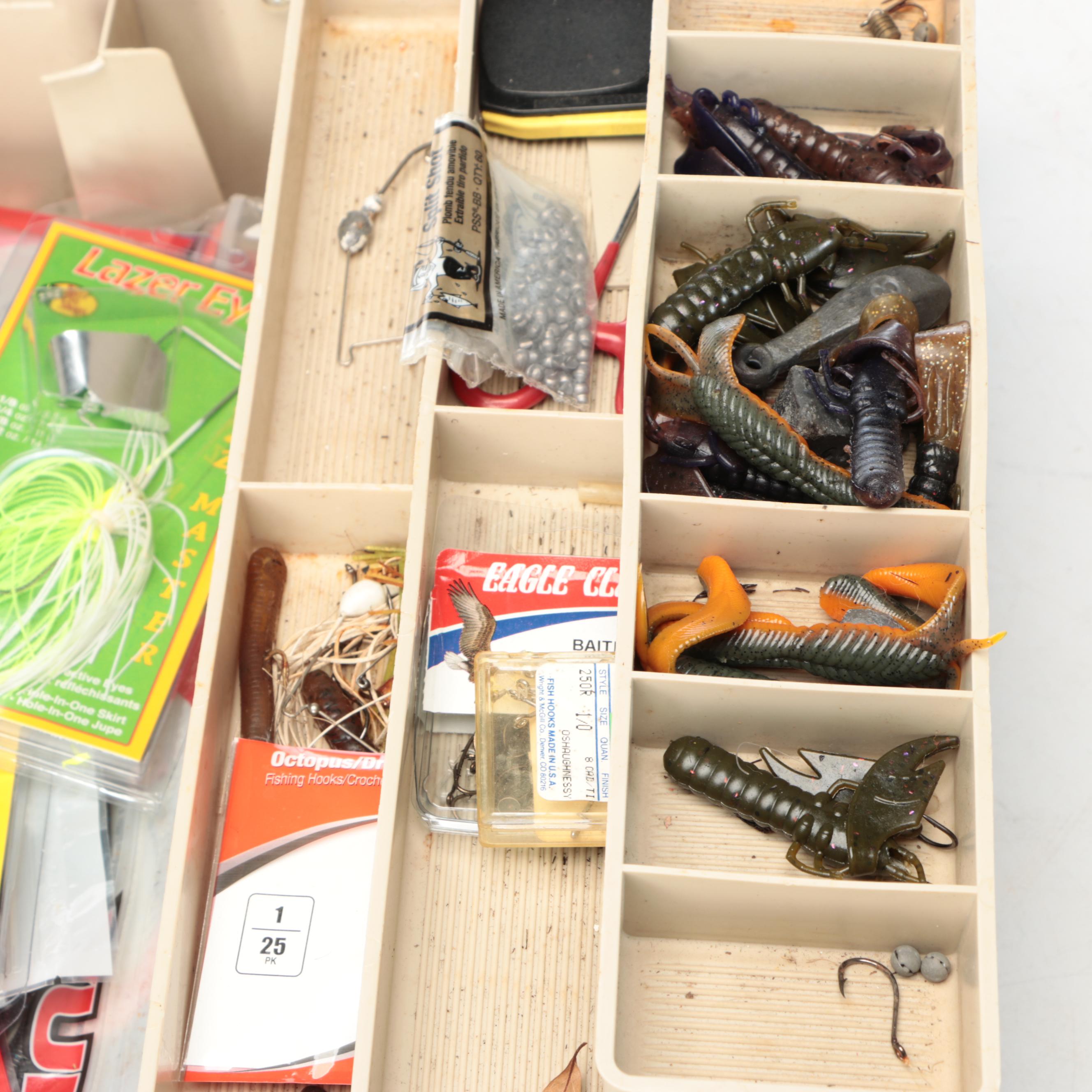 Plano Tackle Box with Synthetic Lures and More Fishing Supplies