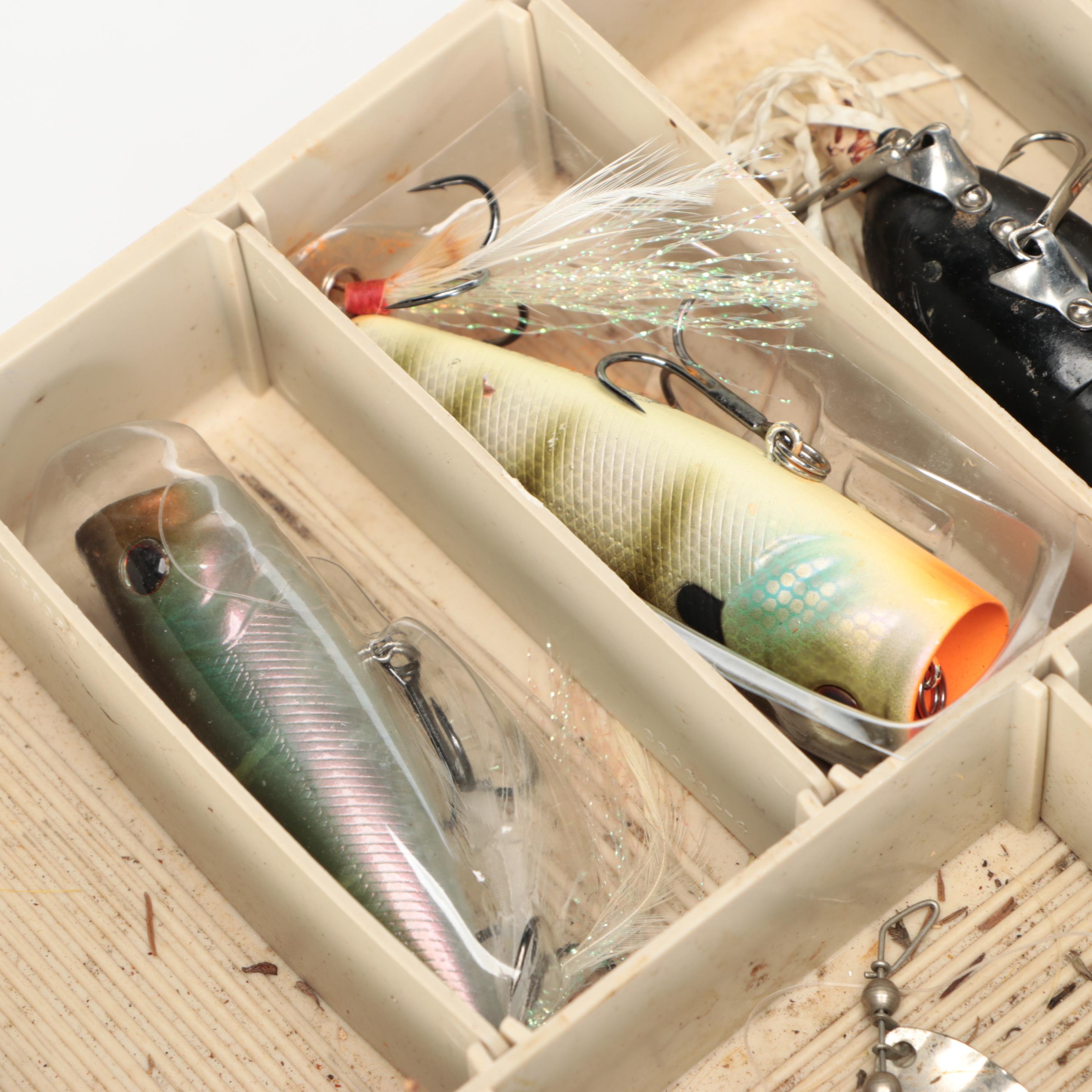 Plano Tackle Box with Synthetic Lures and More Fishing Supplies