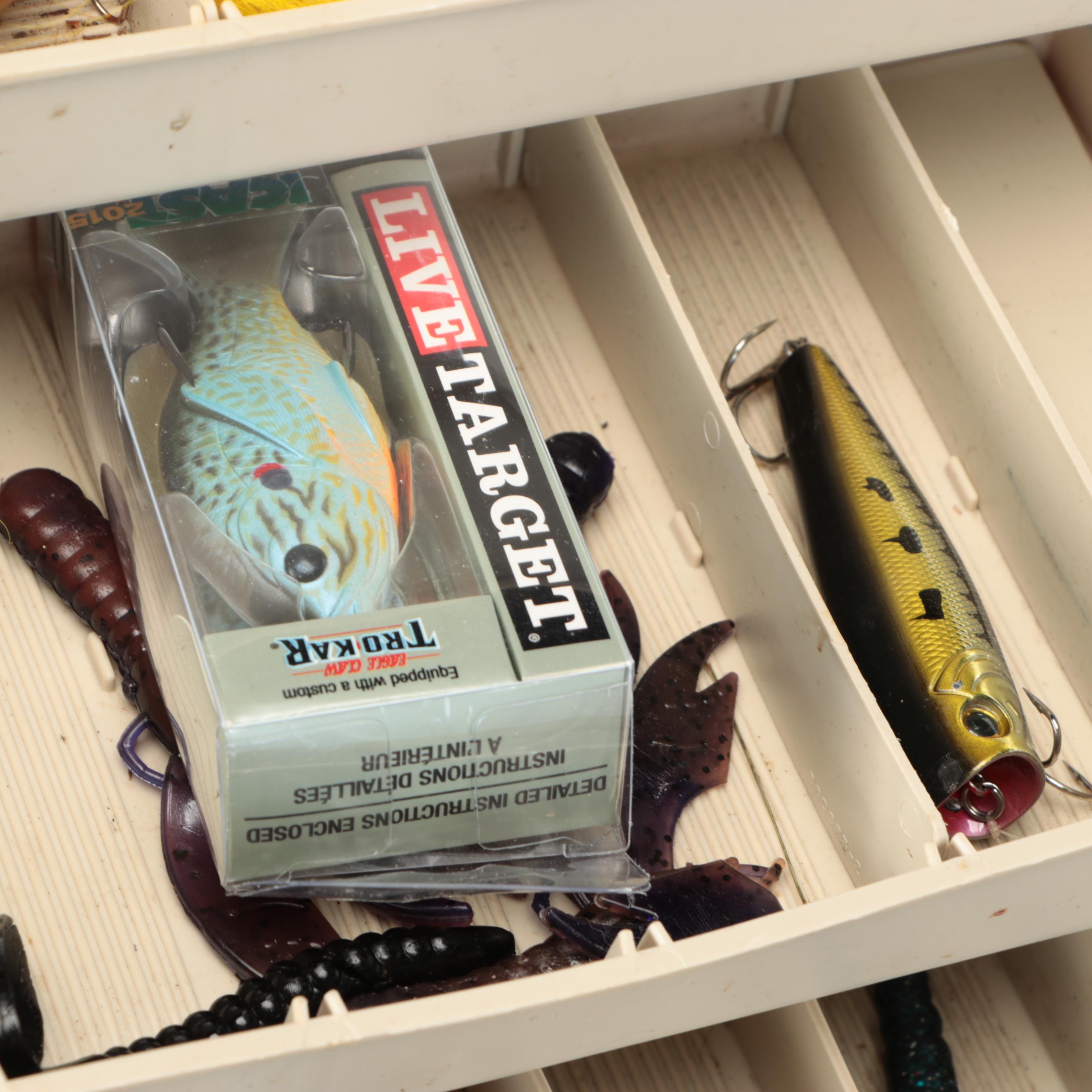 Plano Tackle Box with Synthetic Lures and More Fishing Supplies