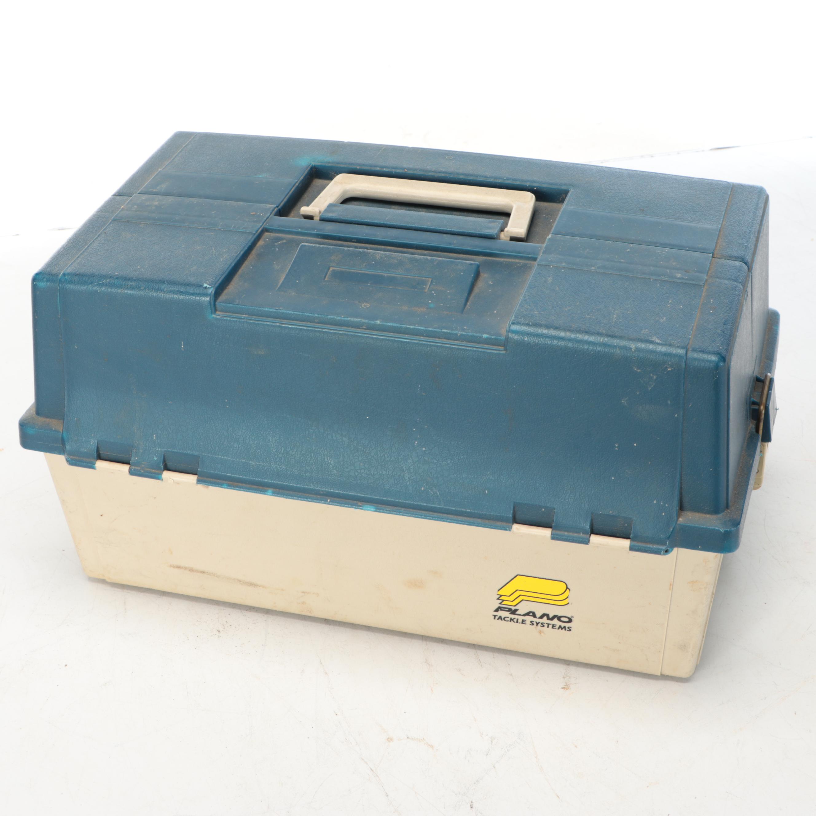 Plano Tackle Box with Synthetic Lures and More Fishing Supplies