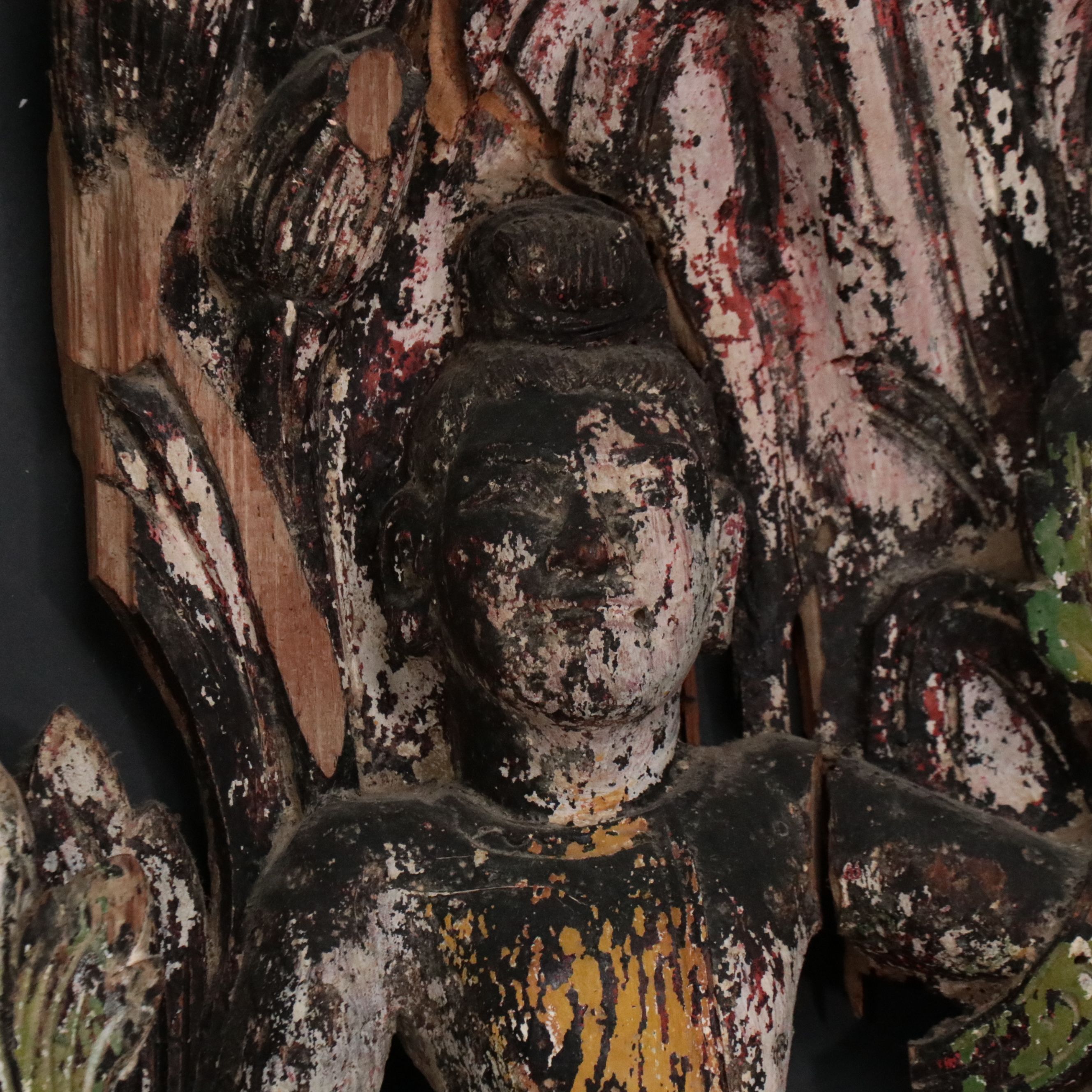 Thai Style Polychrome Carved Wood Temple Carving Architectural Salvage