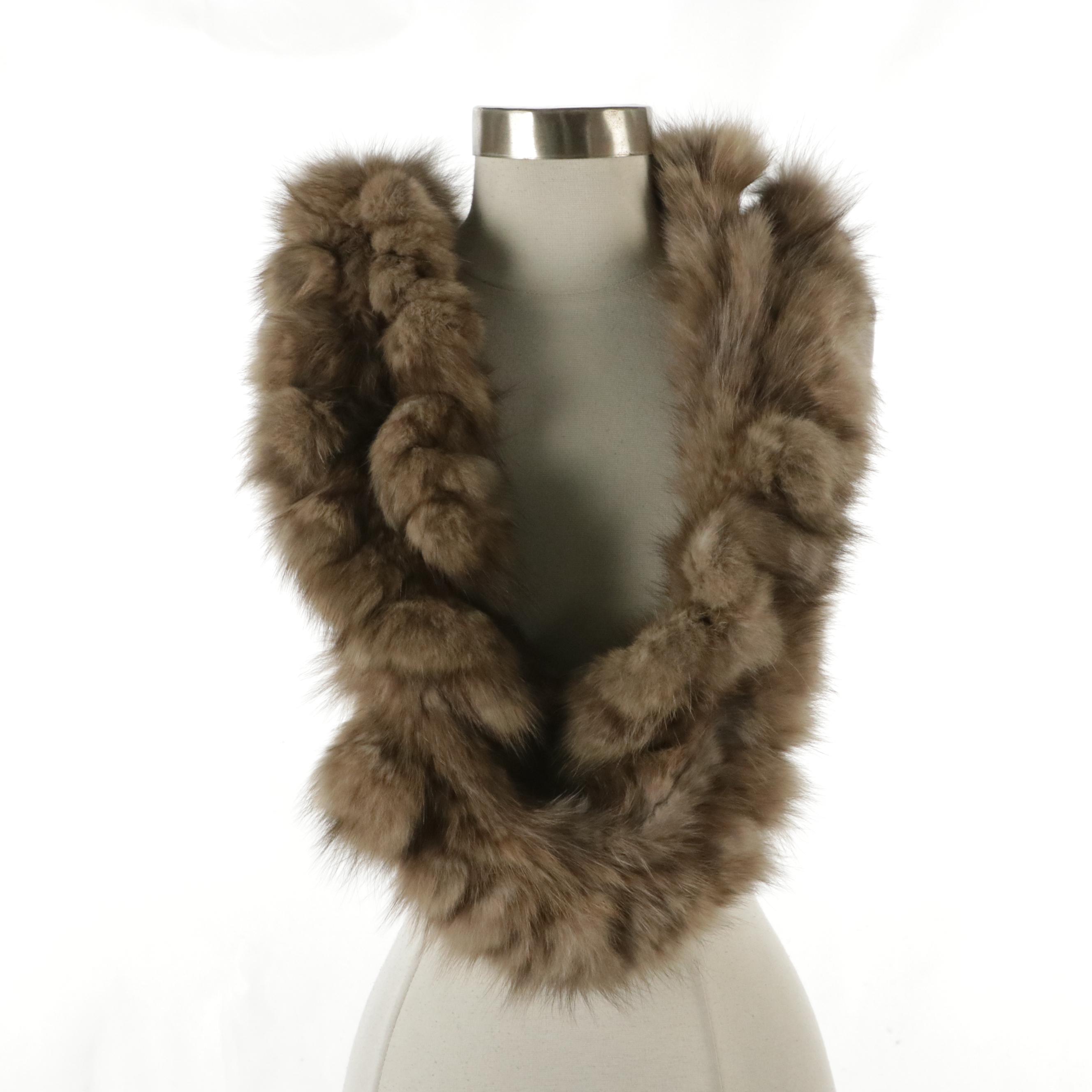 Natural Russian Sable Pieces Knit Infinity Scarf and Natural Red Fox Fur Stole
