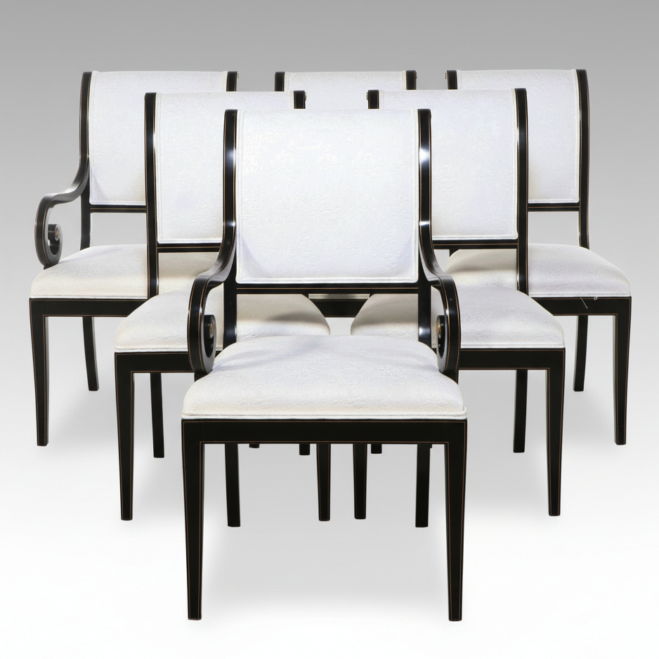 Set of Six Regency Style Lacquered Dining Chairs
