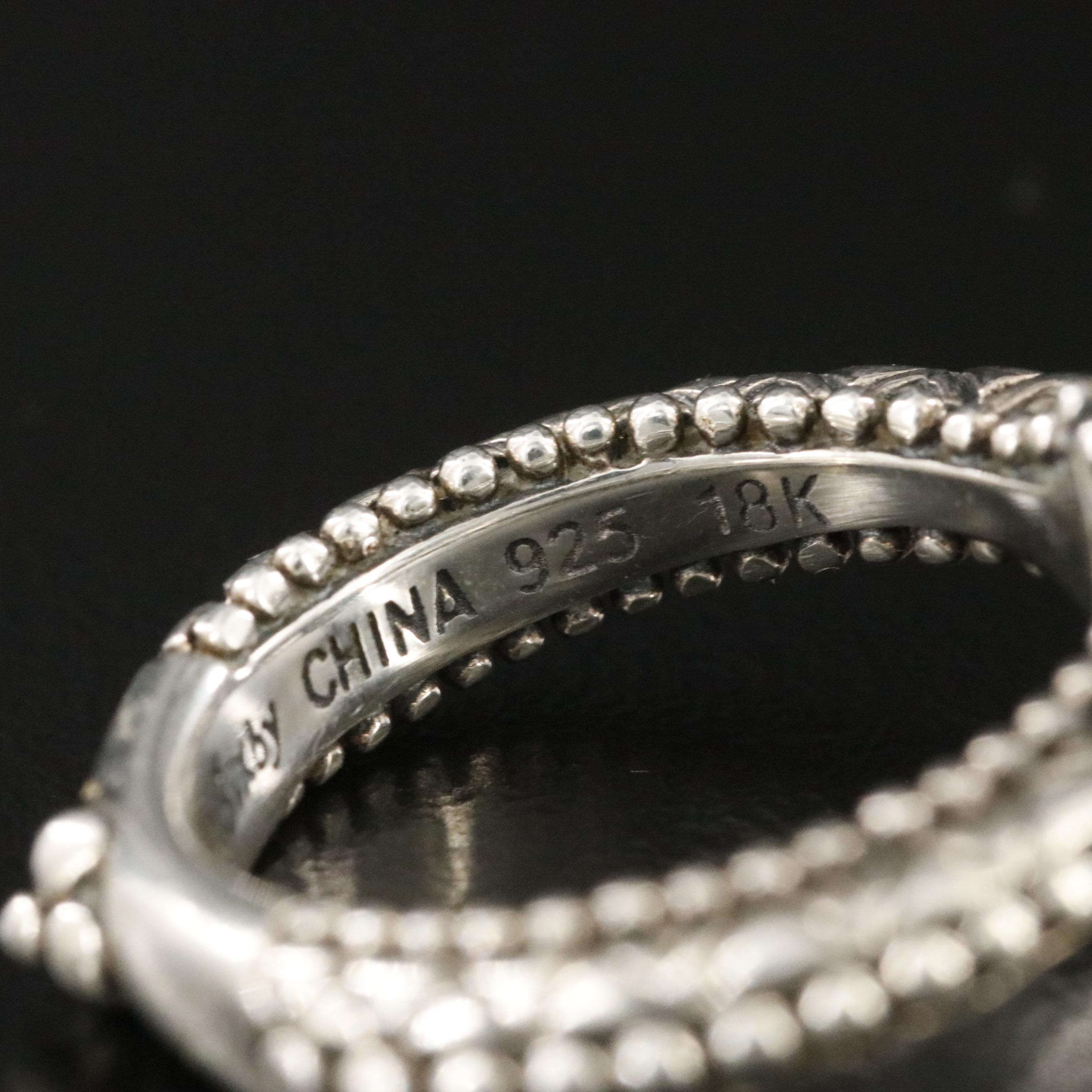 Barbara Bixby Sterling Peridot and White Topaz Flower Ring with 18K Accent