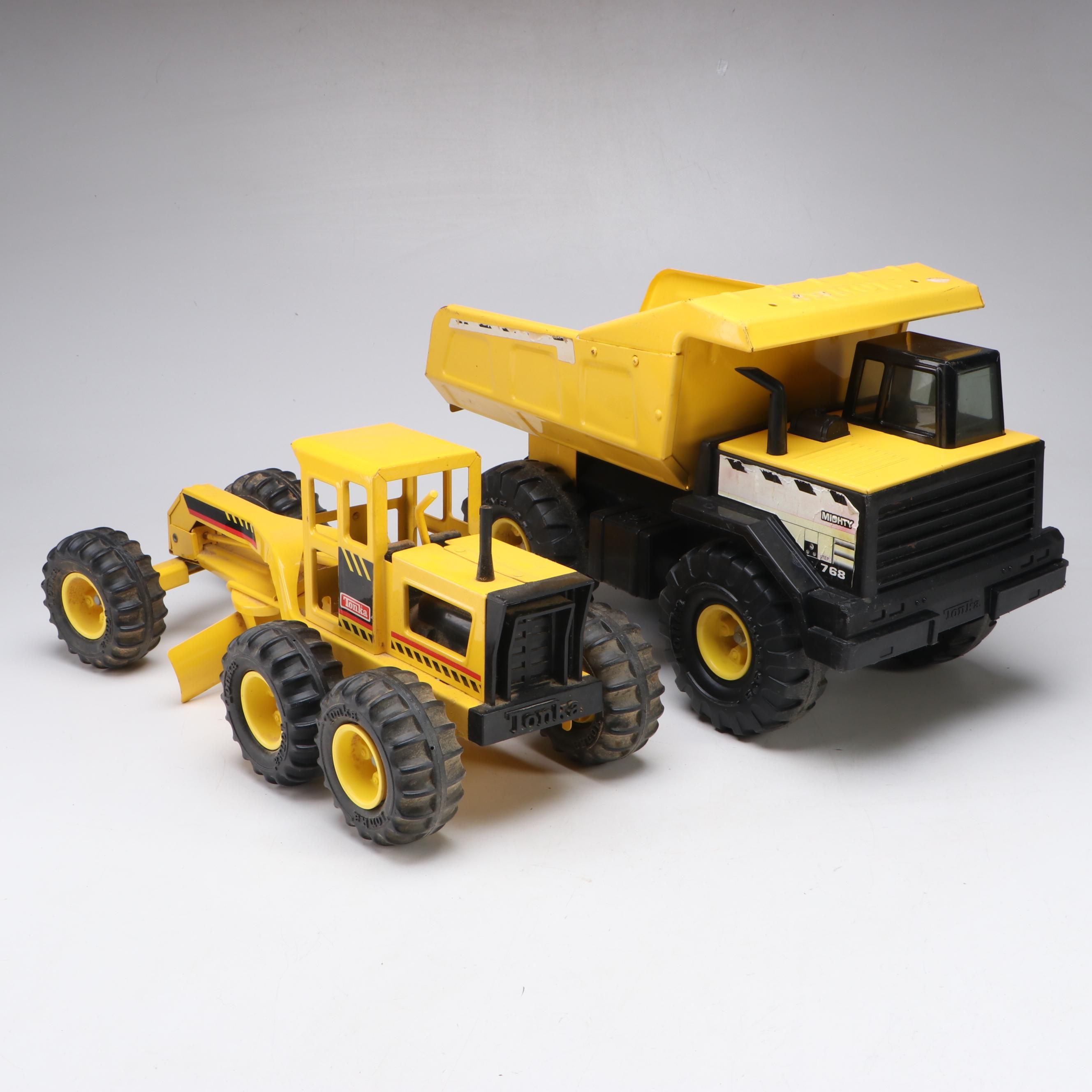 Tonka "Mighty" Dump Truck with Pressed Steel Road Grader