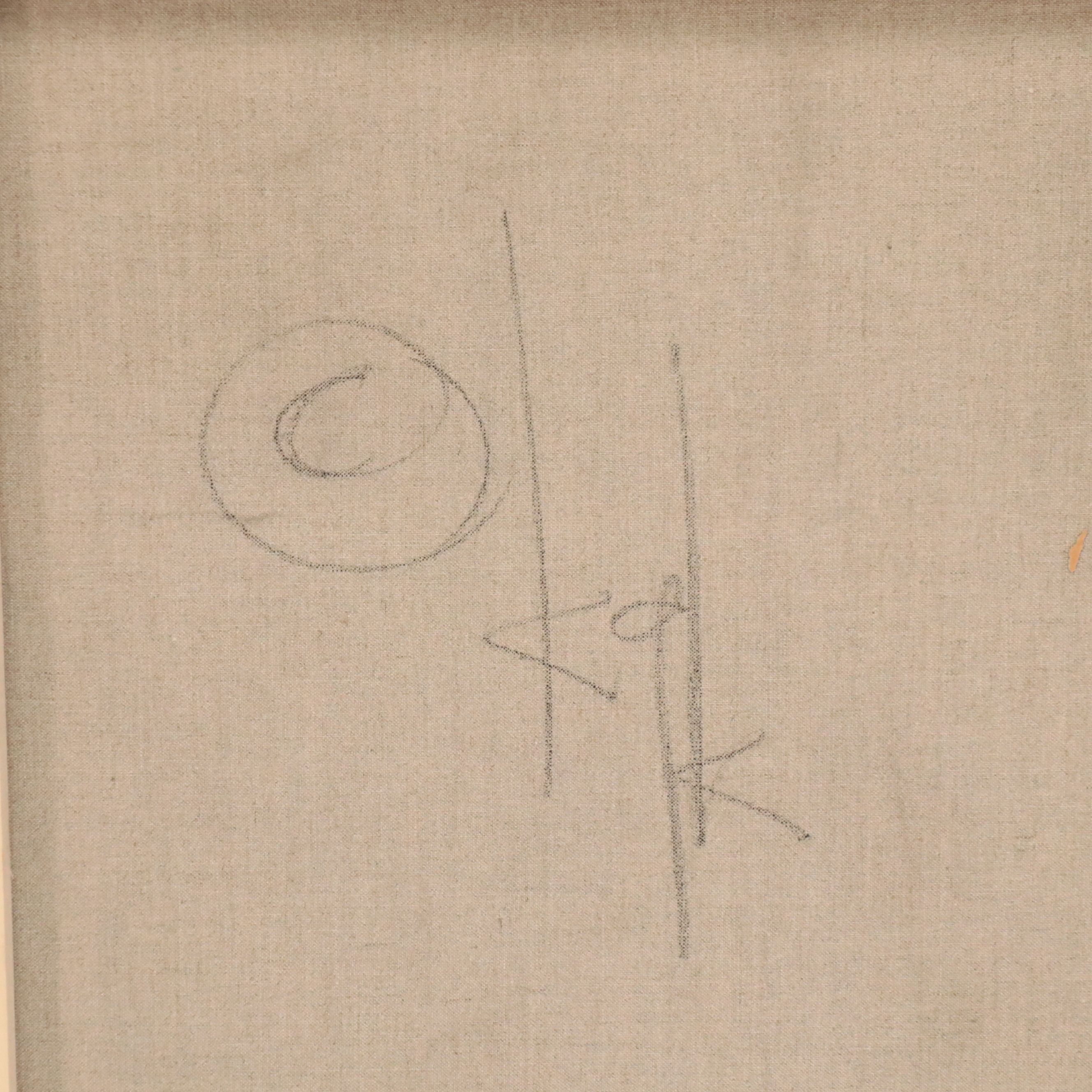 Kim Krause Monumental Oil Painting with Pink Ovals Over Interior Scene, 1997