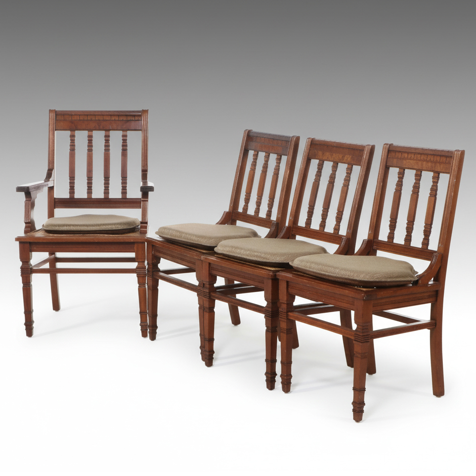 Set of Four Arts & Crafts Style Chairs with Caned Seating