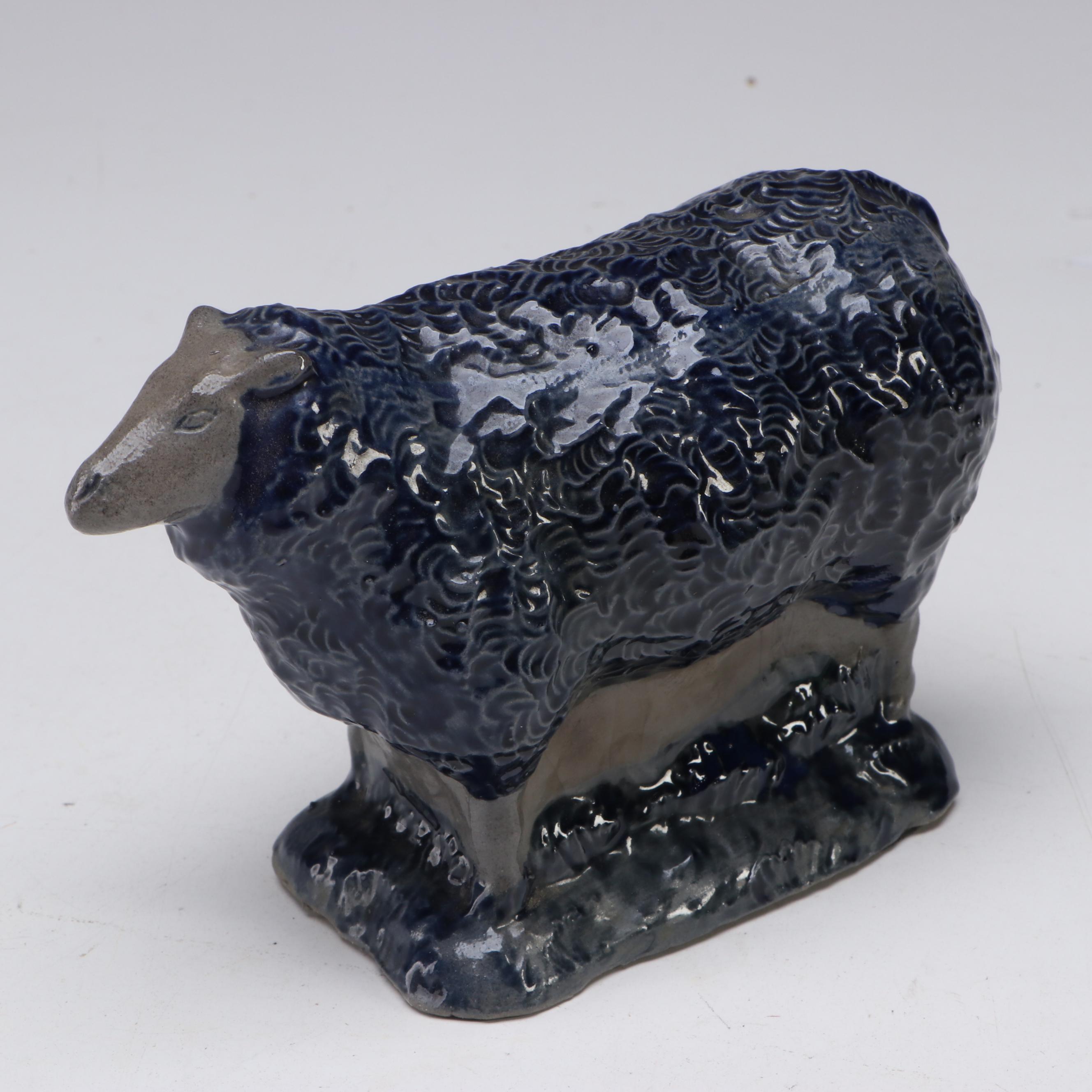 Rowe Pottery Works Salt Glazed Stoneware Cow and Sheep Figurines