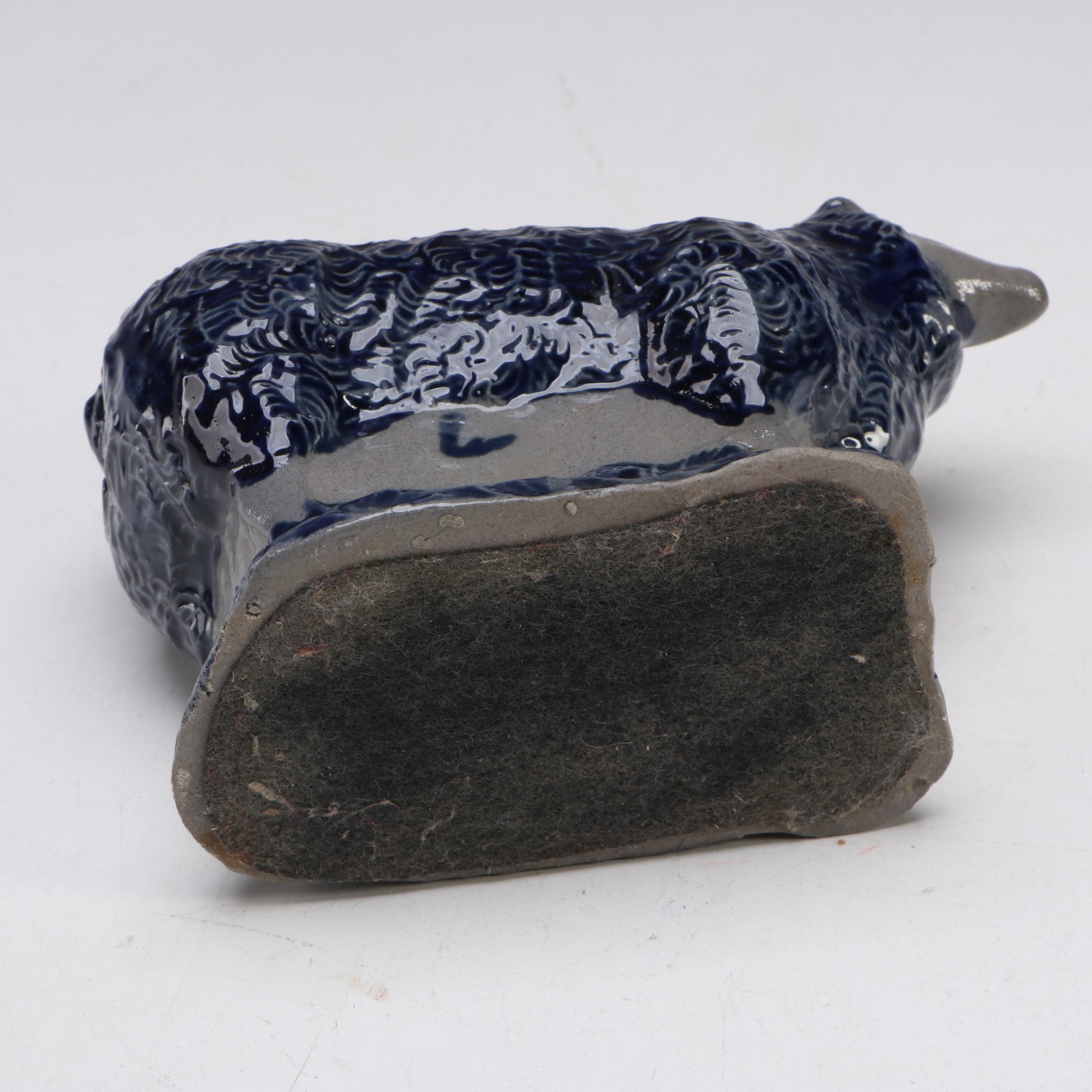 Rowe Pottery Works Salt Glazed Stoneware Cow and Sheep Figurines