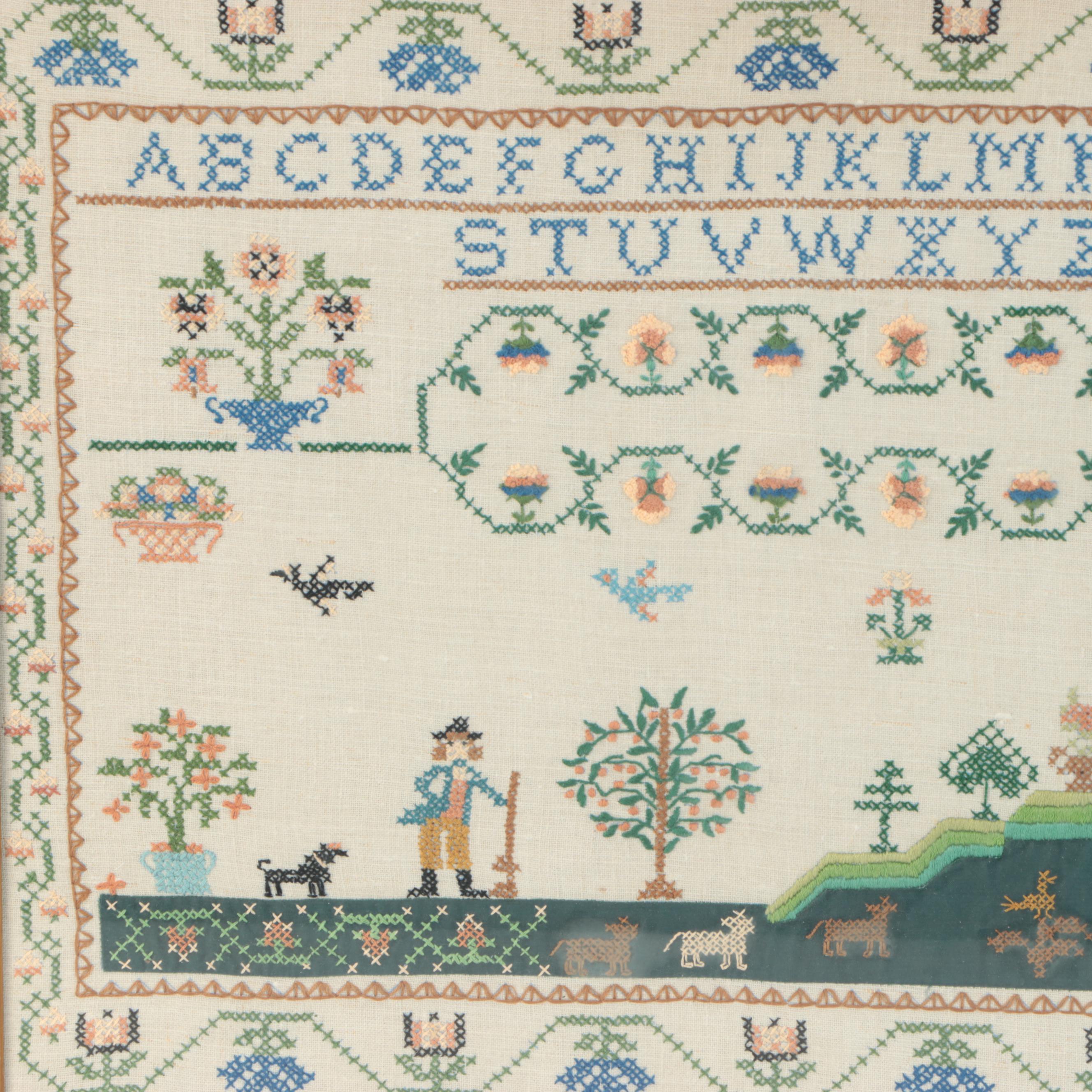 Framed Cross-Stitch Alphabet Samplers