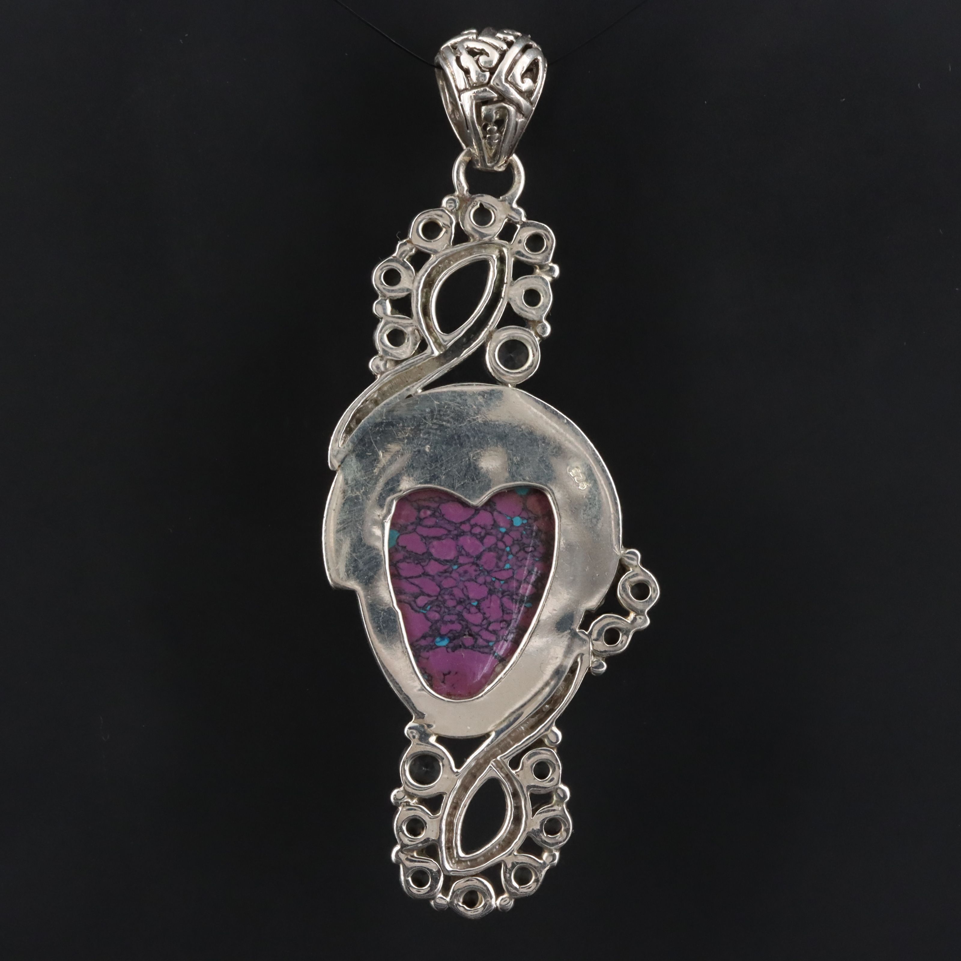 Sterling Topaz and Faux Gemstone Goddess Pendant