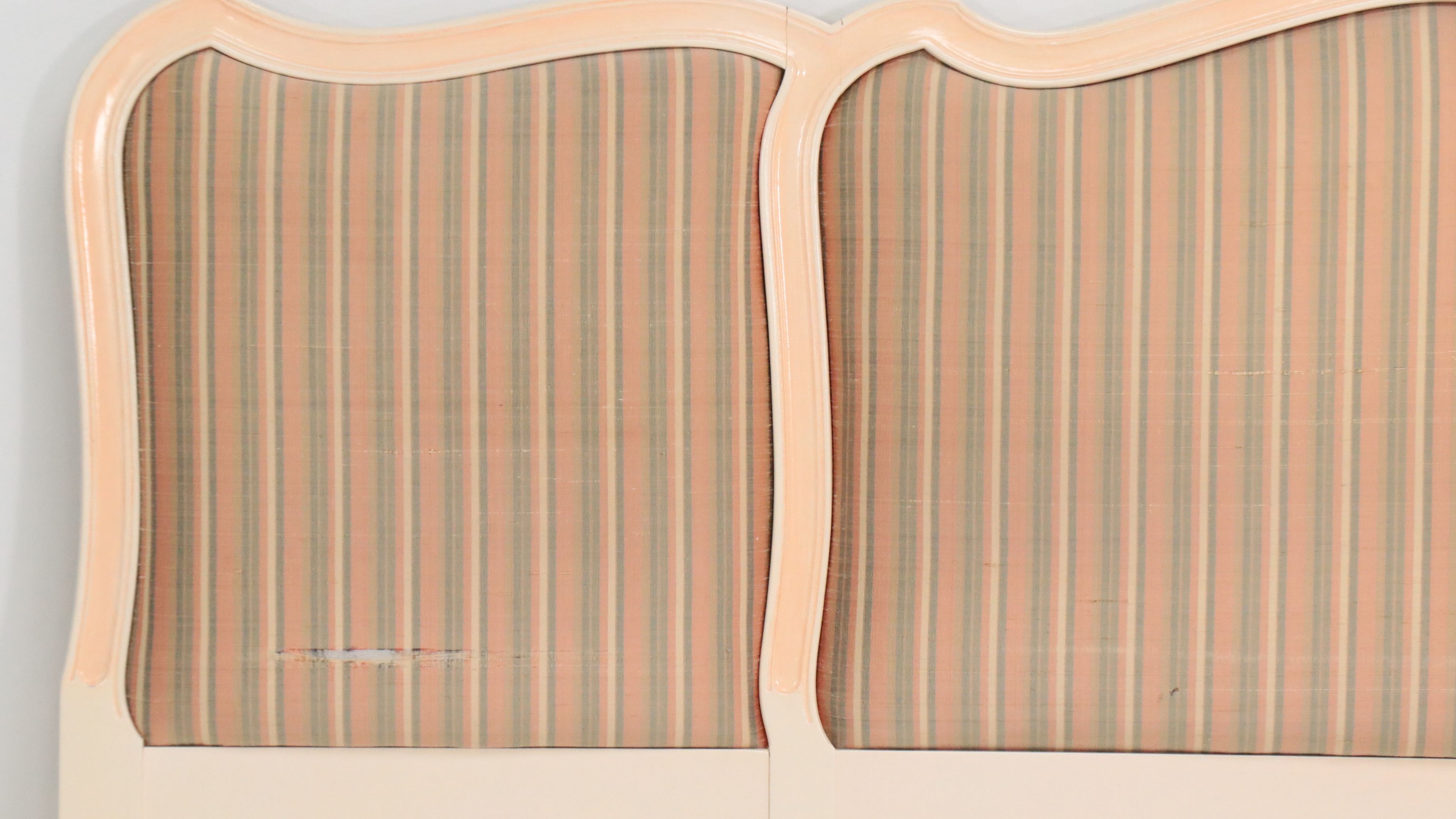 Davis Regency Style Cream Lacquered King Size Headboard with Curule Stool