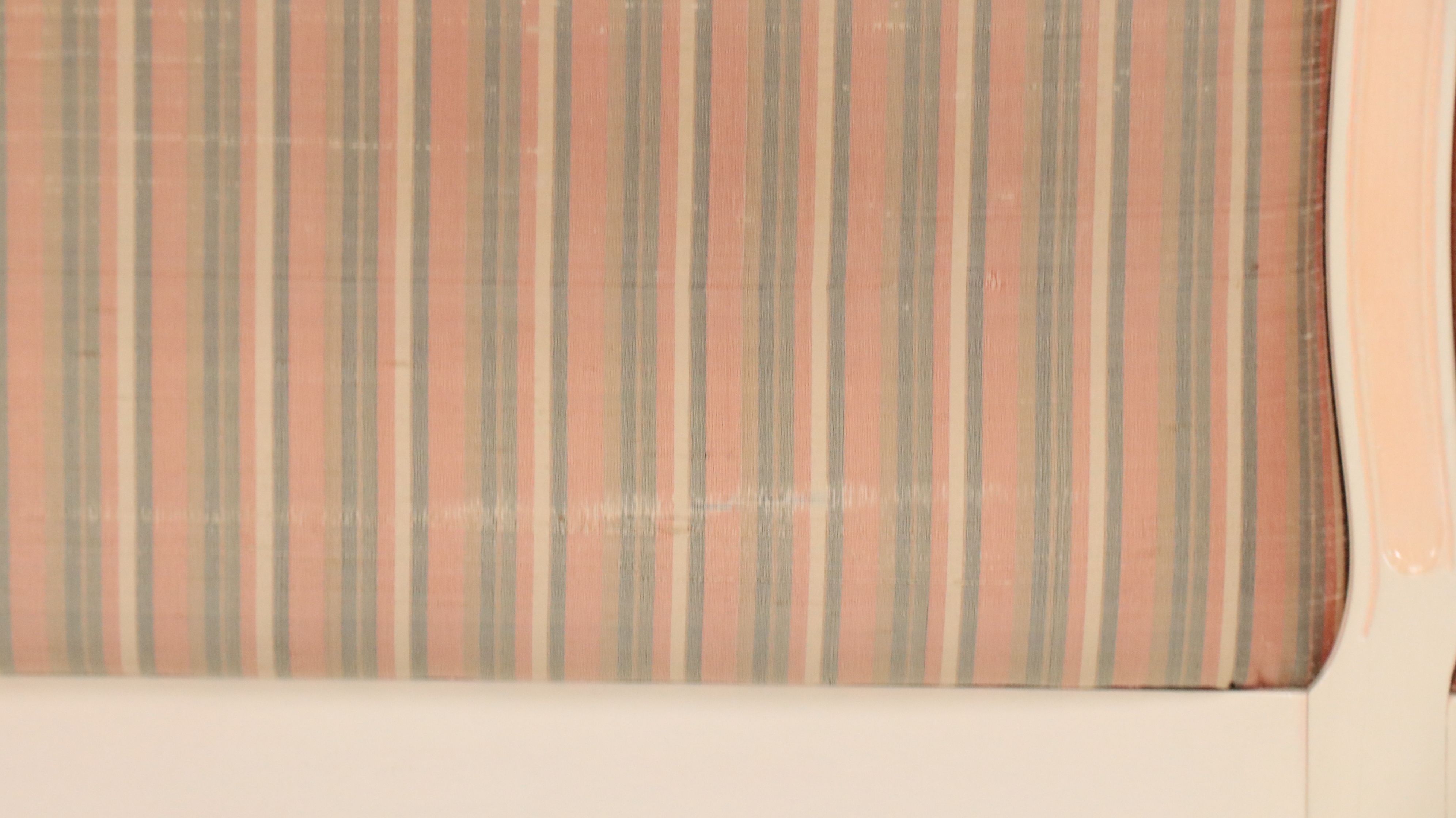 Davis Regency Style Cream Lacquered King Size Headboard with Curule Stool