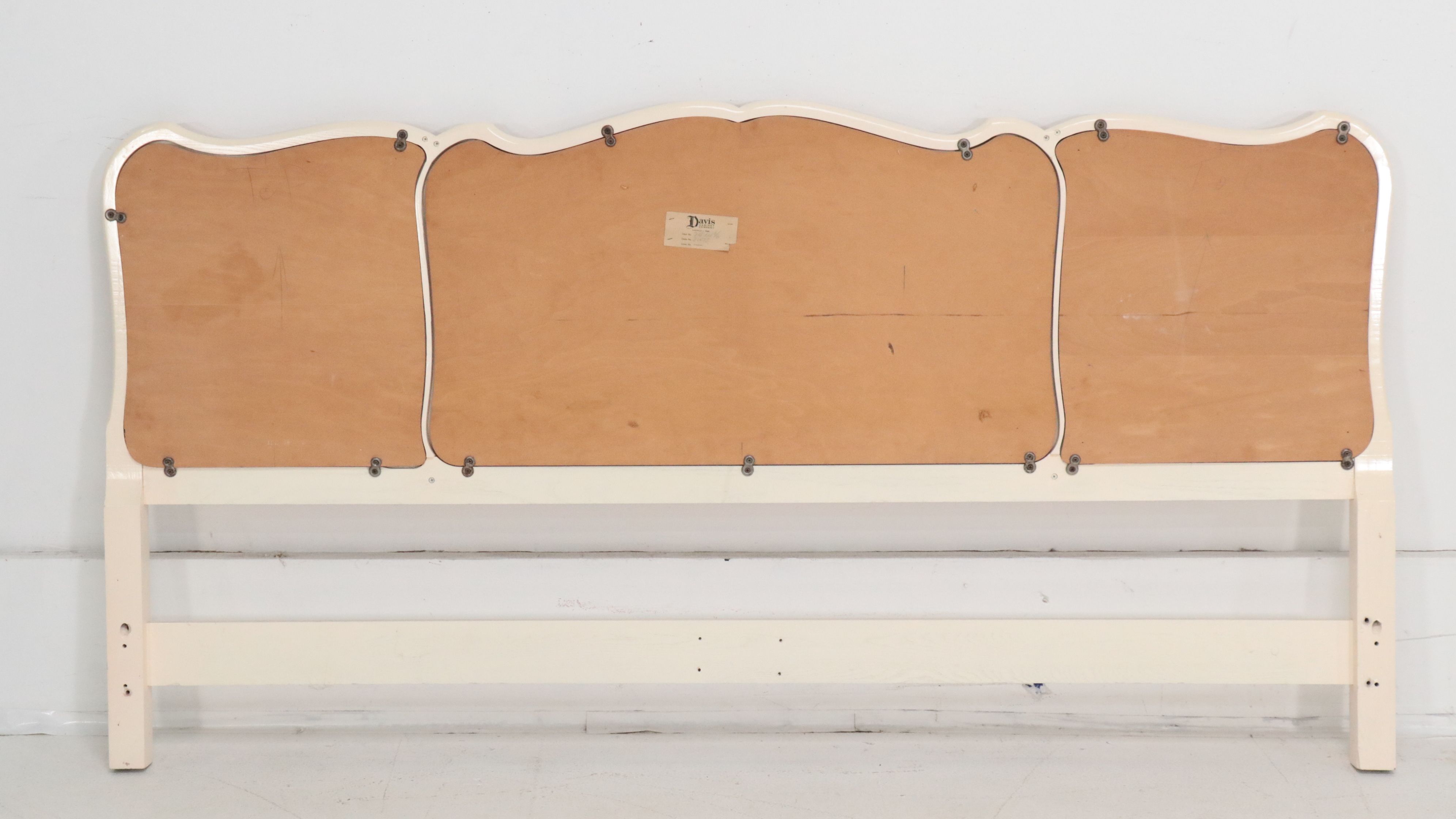 Davis Regency Style Cream Lacquered King Size Headboard with Curule Stool