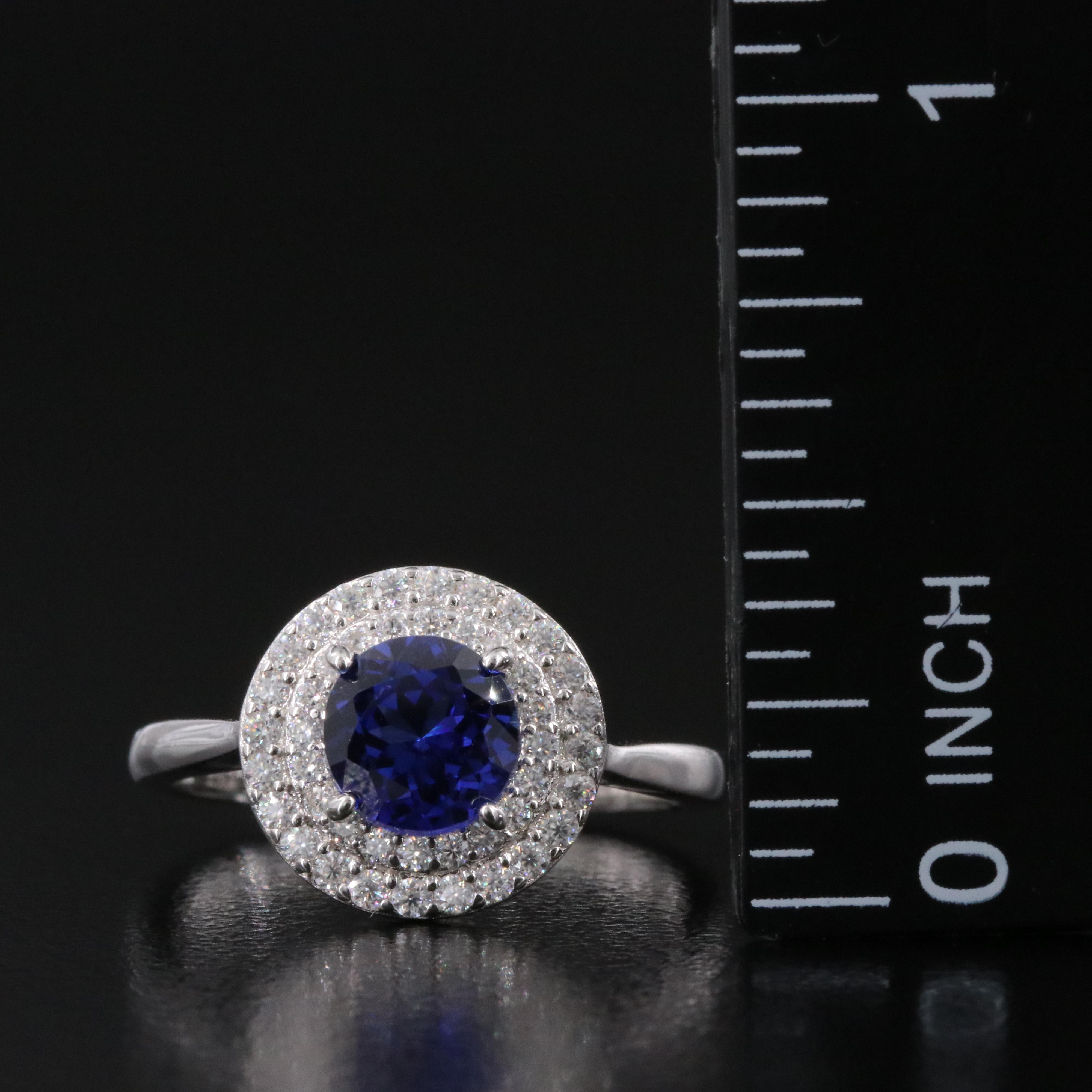Sterling Sapphire and Moissanite Ring