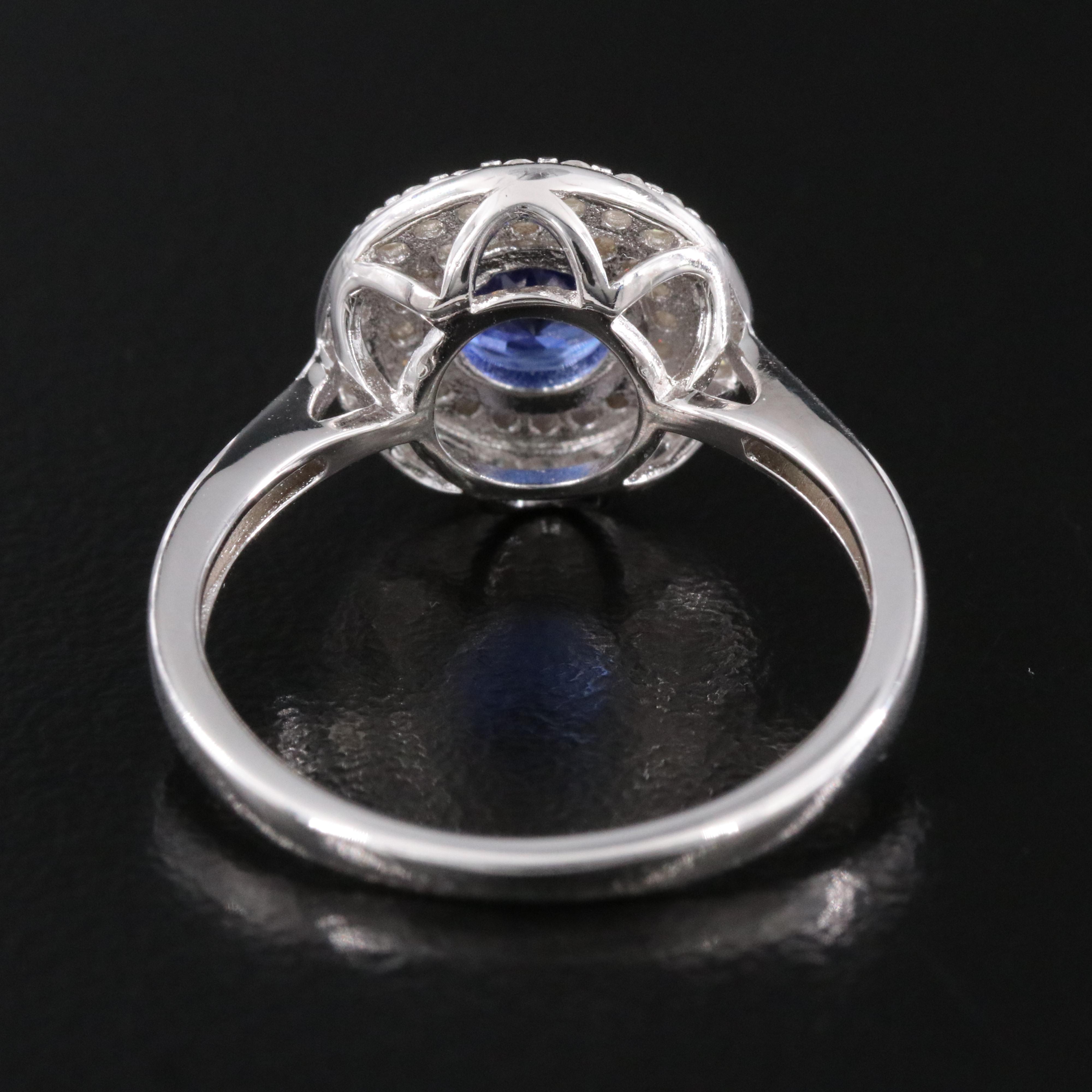 Sterling Sapphire and Moissanite Ring