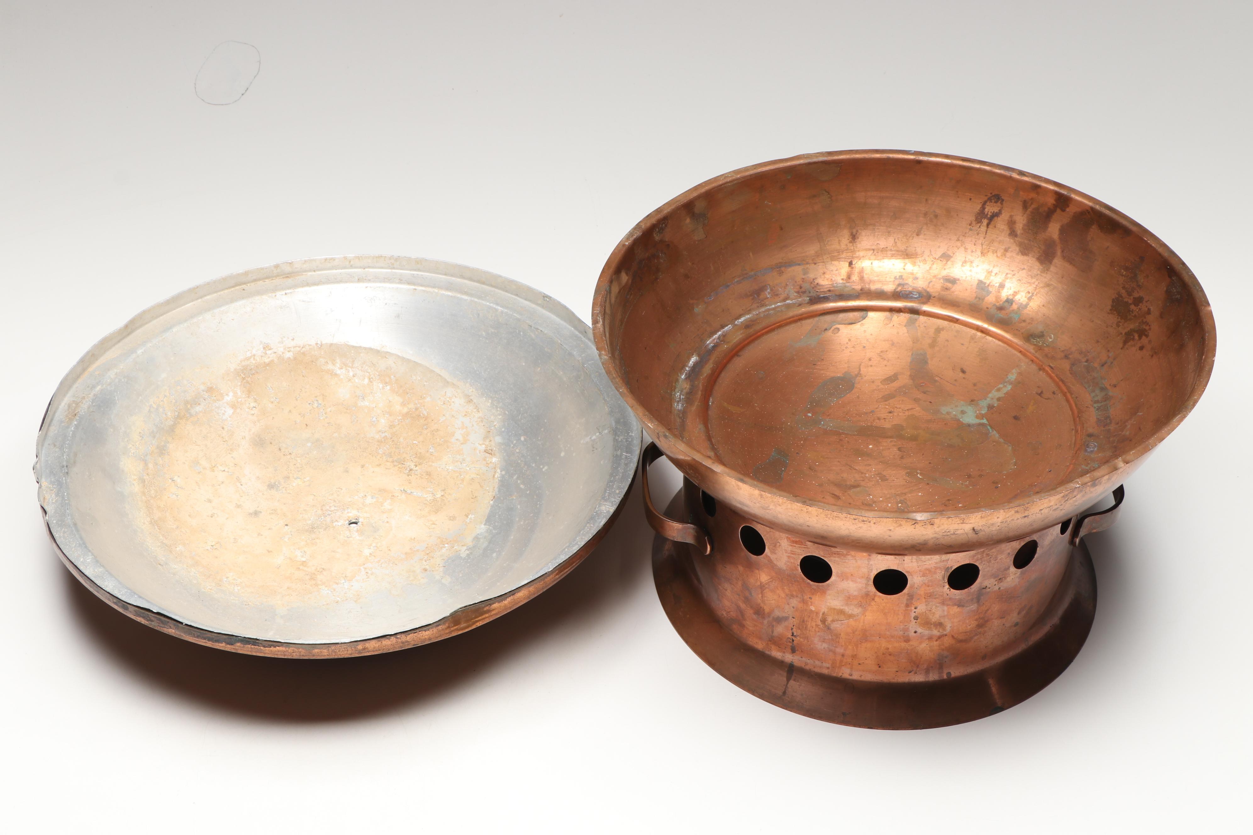 Copper and Metal Chafing Dish or Hot Pot