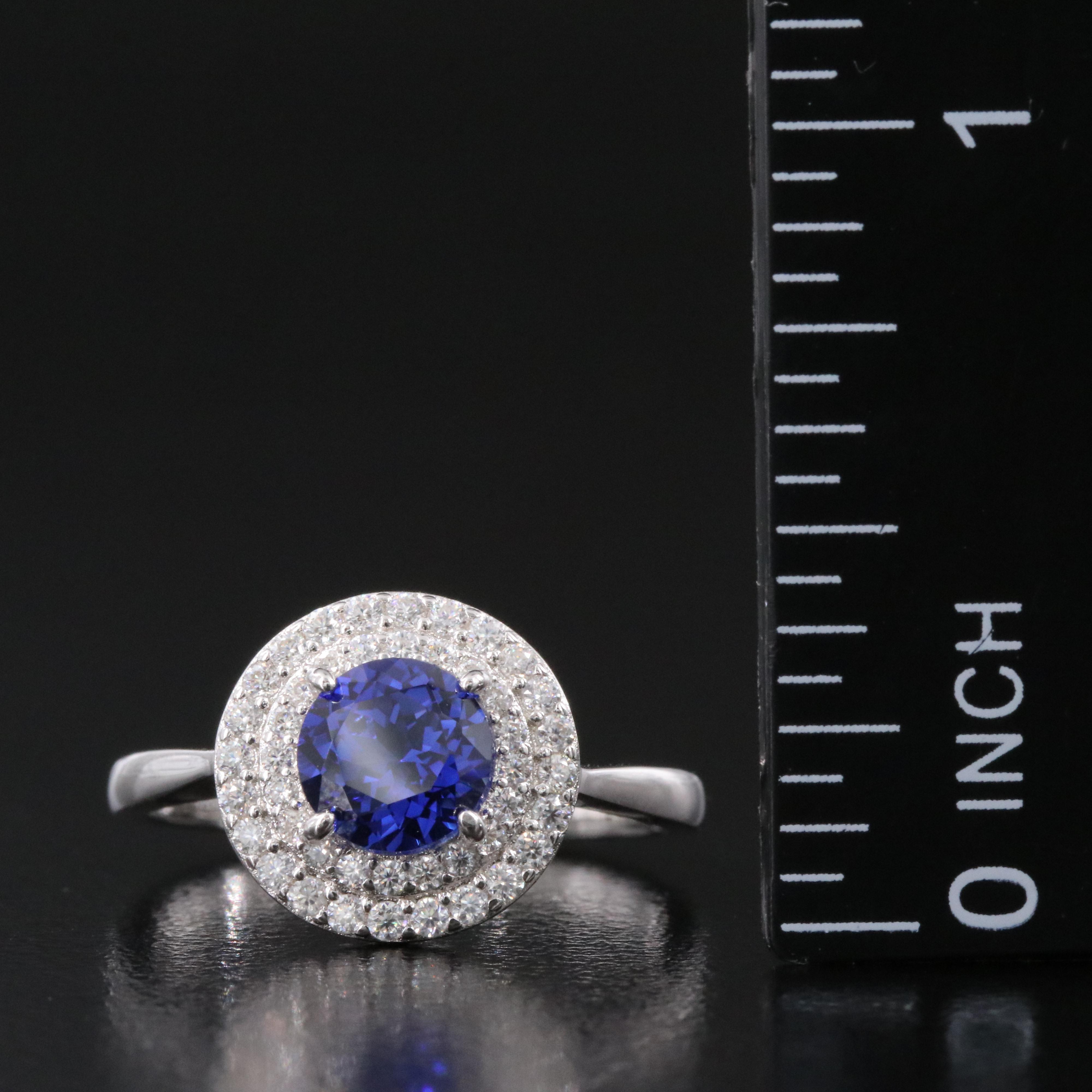 Sterling Sapphire and Moissanite Ring