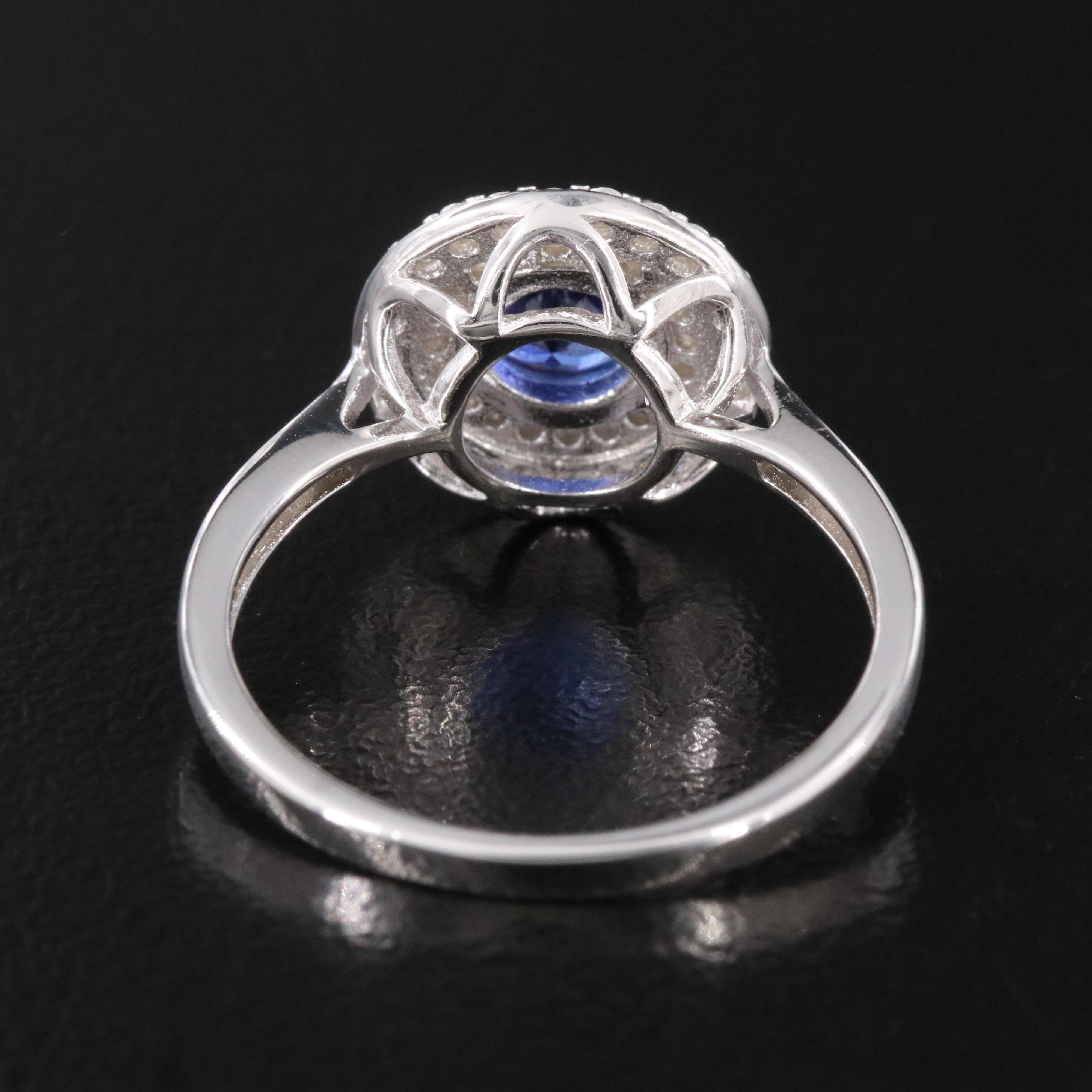 Sterling Sapphire and Moissanite Ring