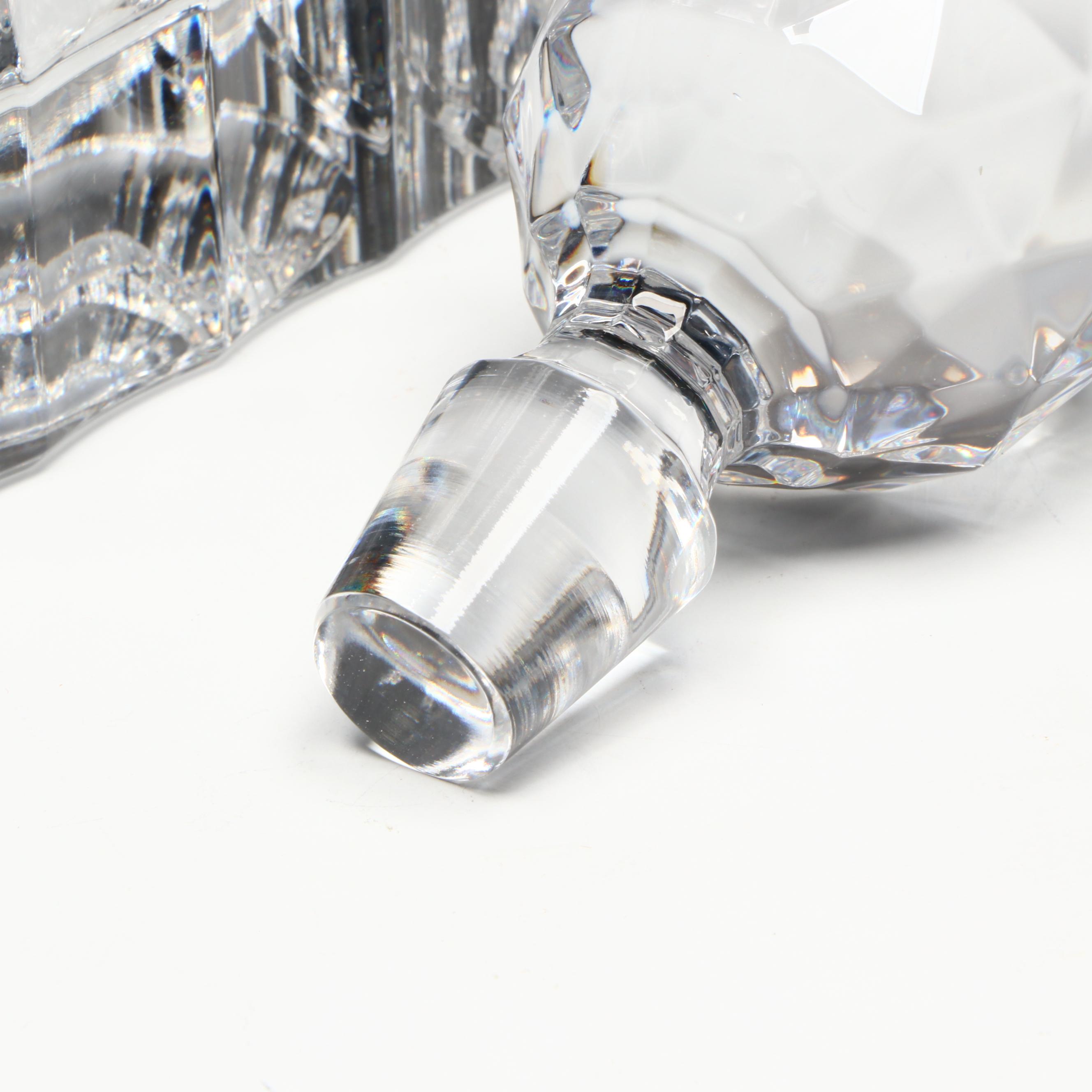 Crystal Decanter, Purple Glass Stemware, and Purple Crystal Rose Bowl