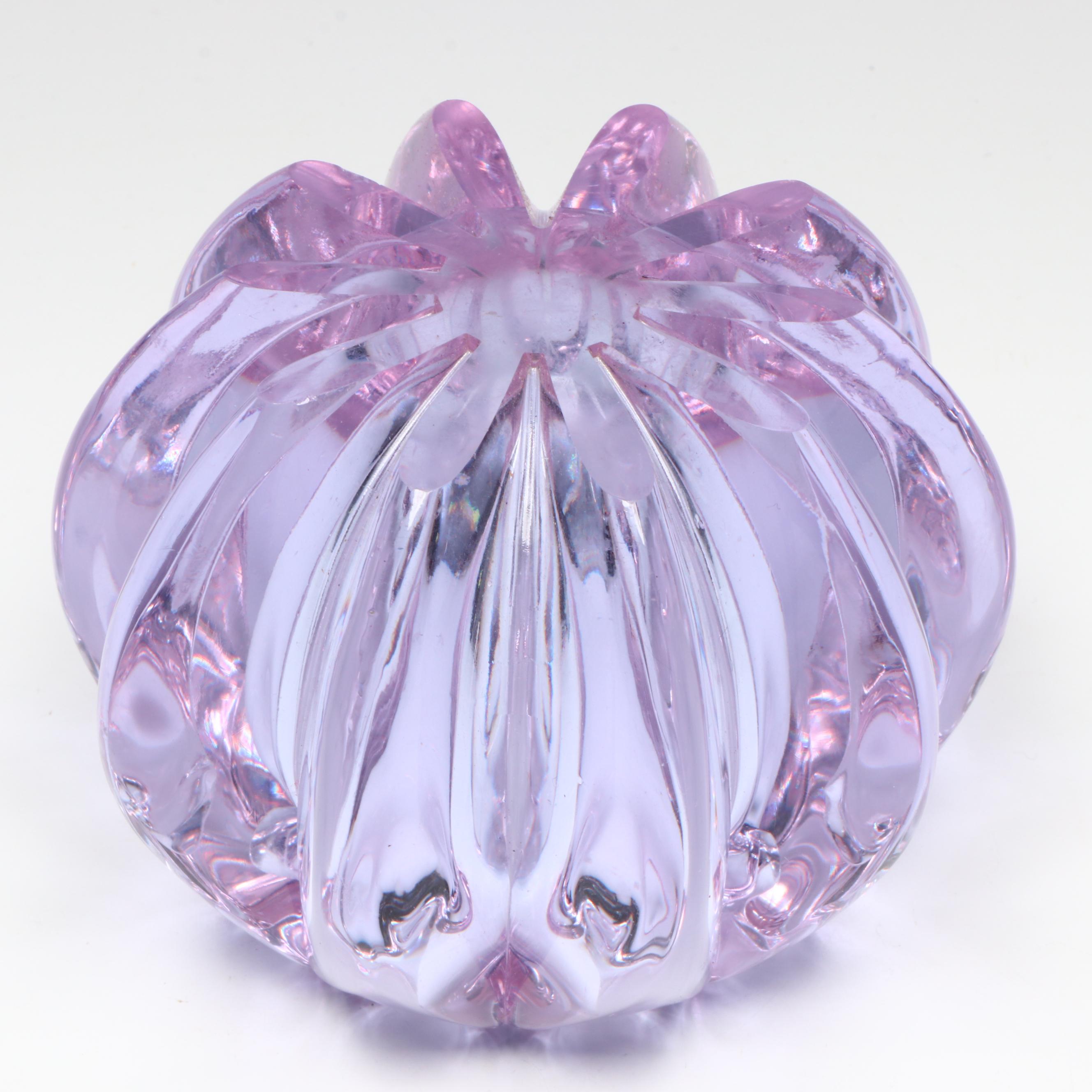 Crystal Decanter, Purple Glass Stemware, and Purple Crystal Rose Bowl