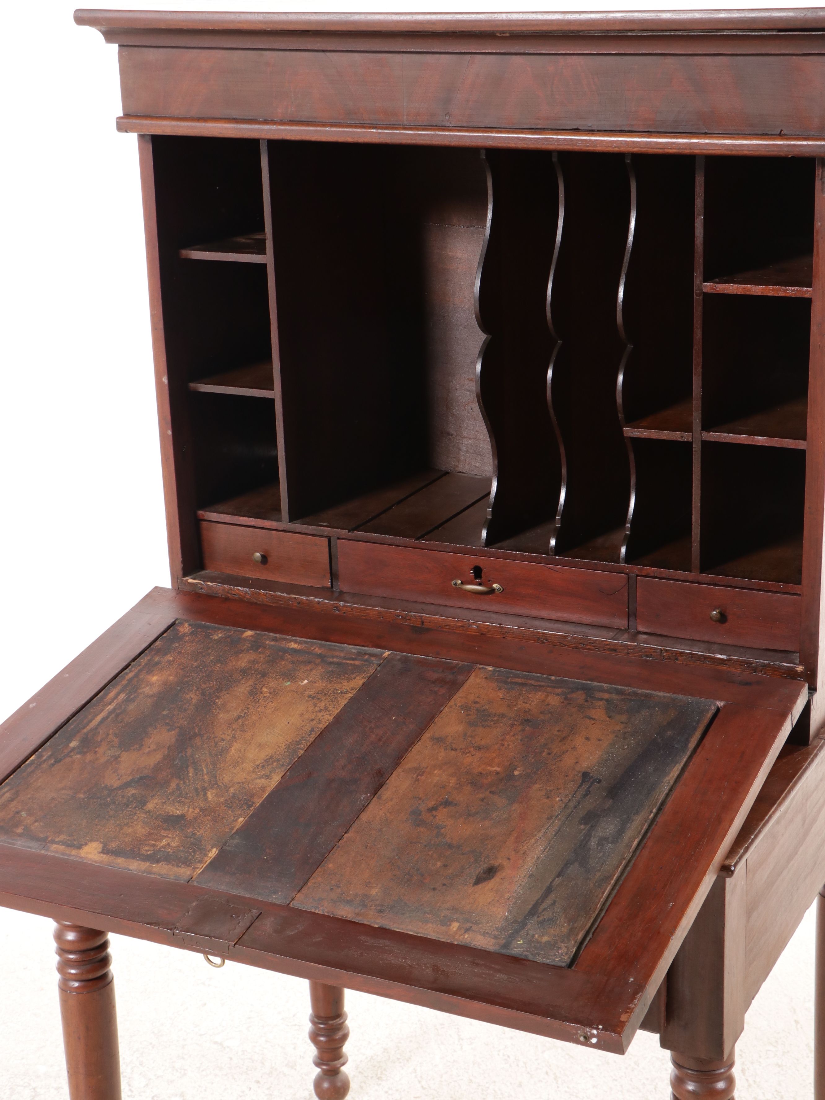 American Sheraton Style Mahogany Plantation Desk, Mid to Late 19th Century