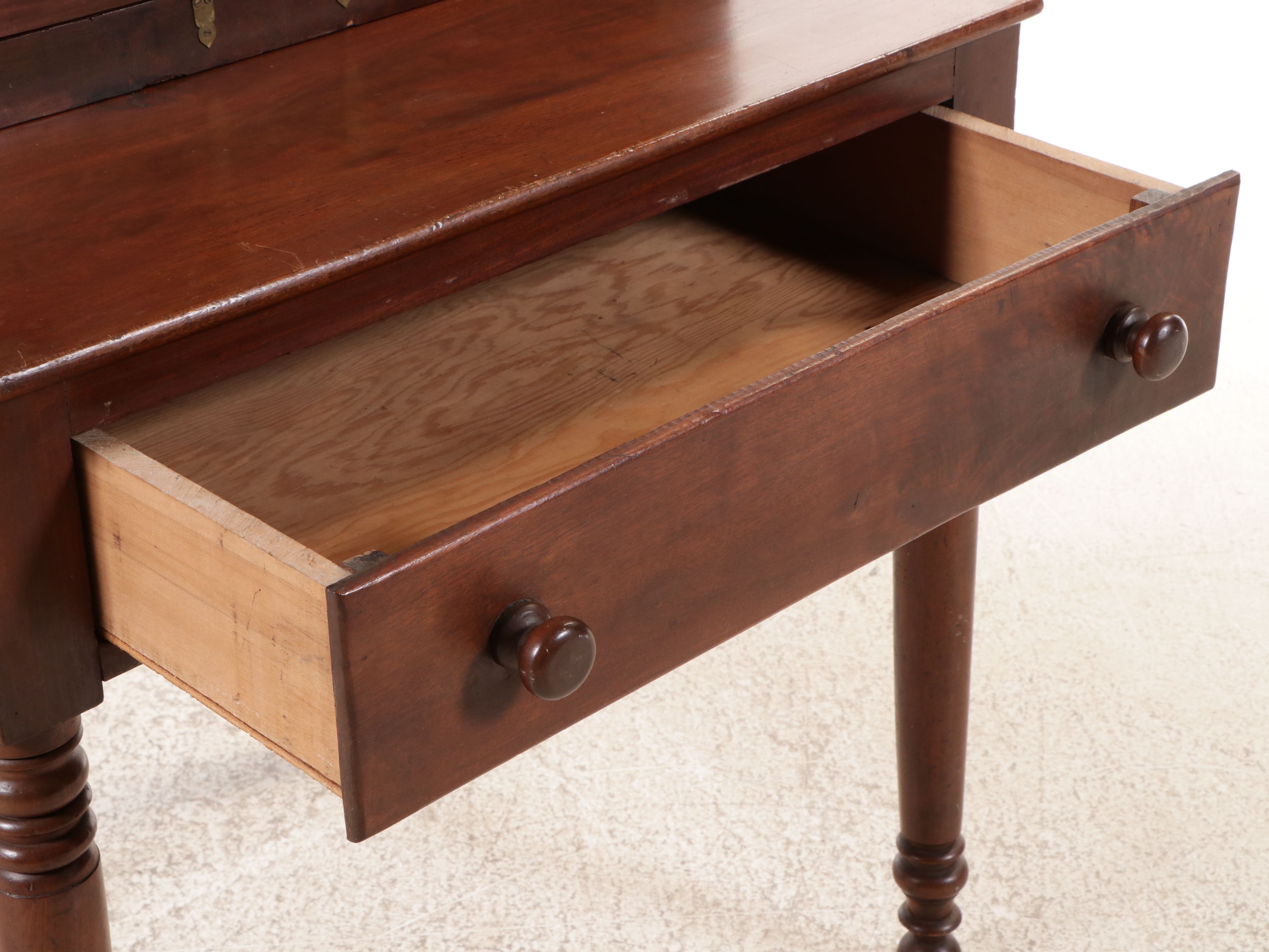 American Sheraton Style Mahogany Plantation Desk, Mid to Late 19th Century