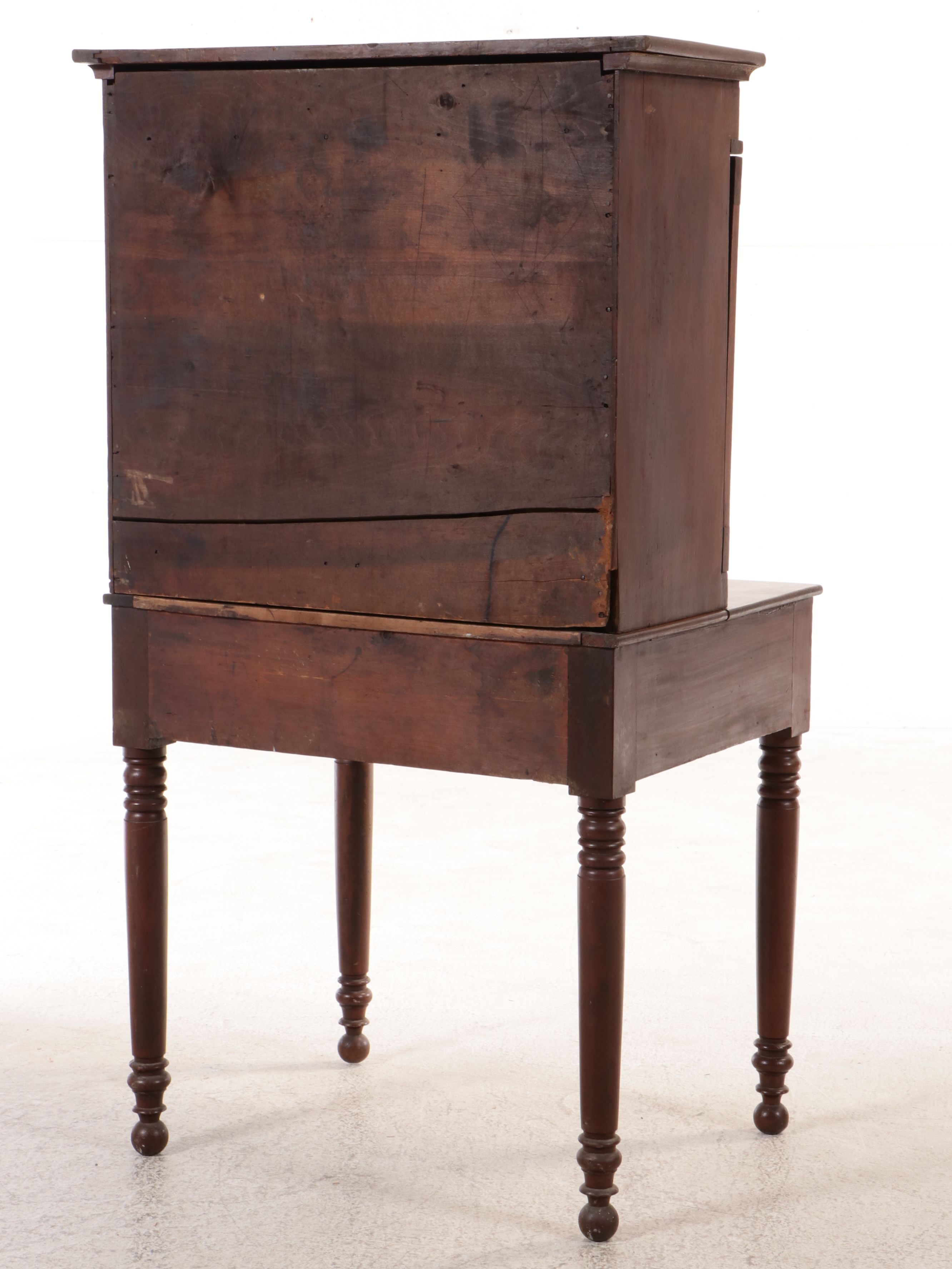 American Sheraton Style Mahogany Plantation Desk, Mid to Late 19th Century