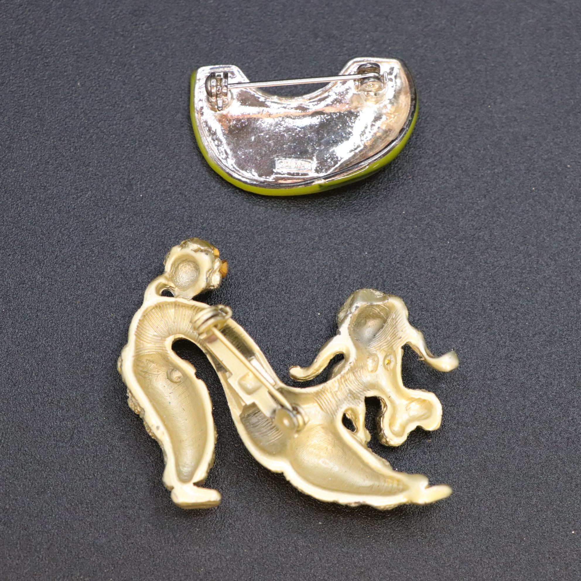 Monet Crystal Rhinestone Poodle with Enamel Watermelon, Peacock & More Brooches