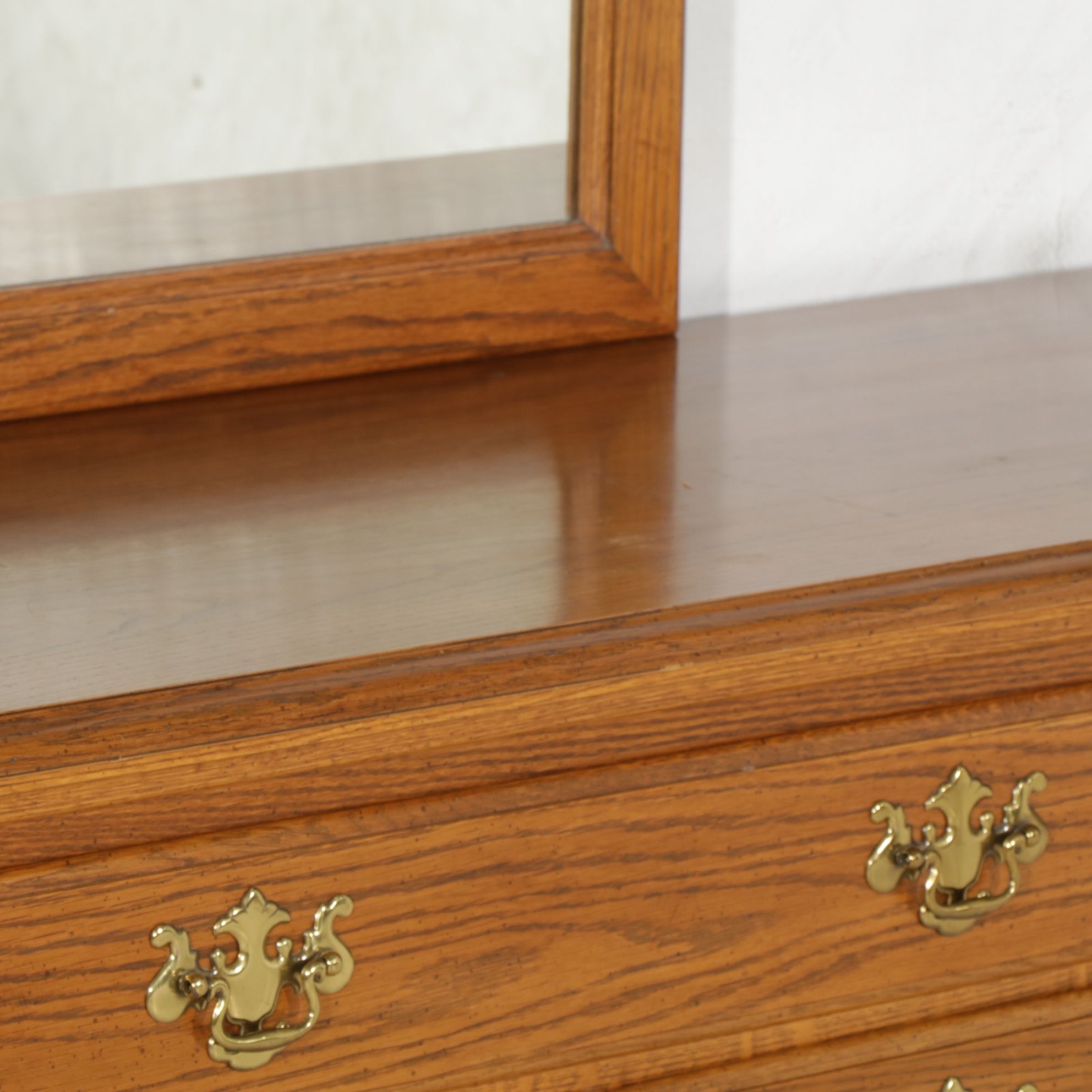 Thomasville Federal Style Oak Dresser and Mirror