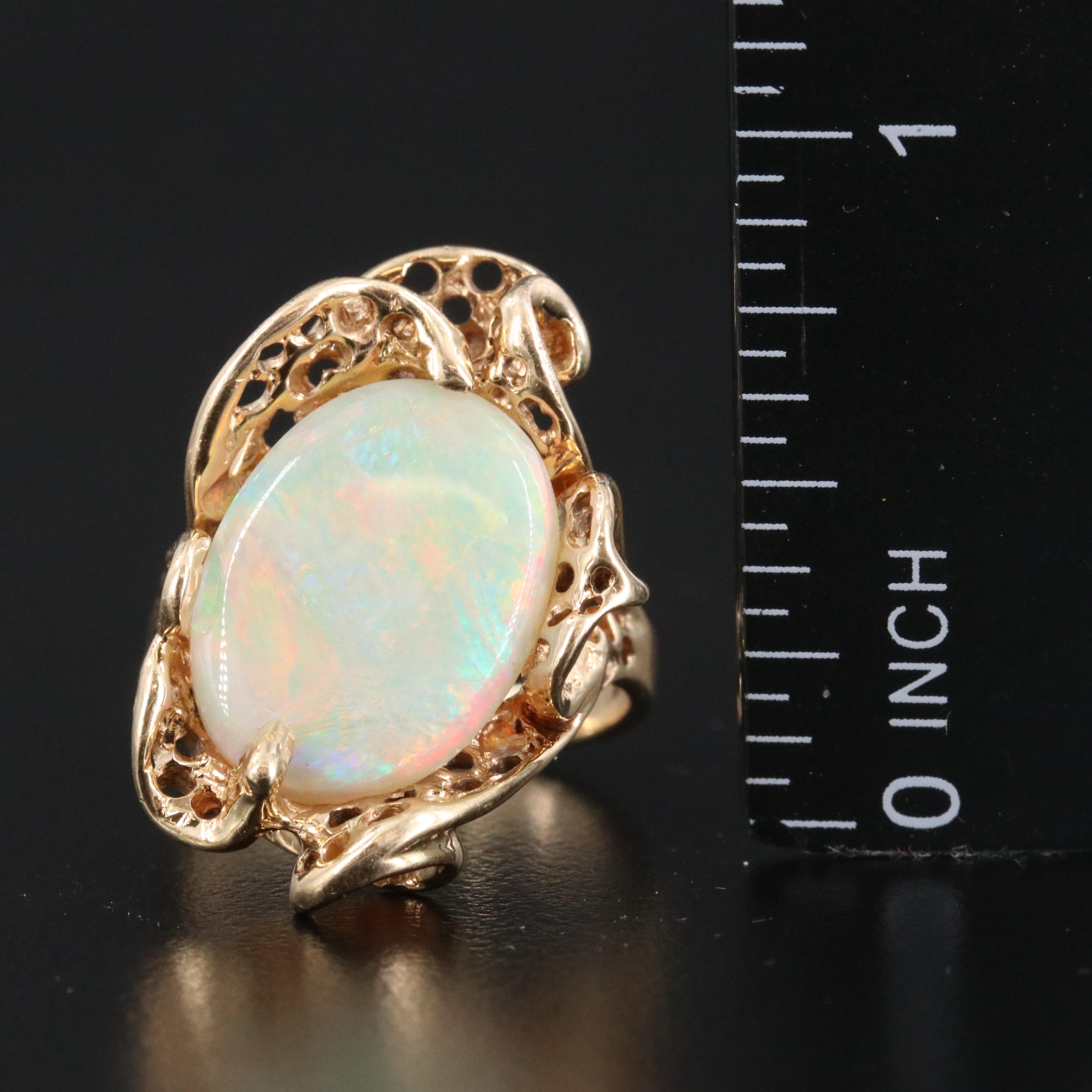 14K Opal and 10K 11.00 CT Smoky Quartz Ring
