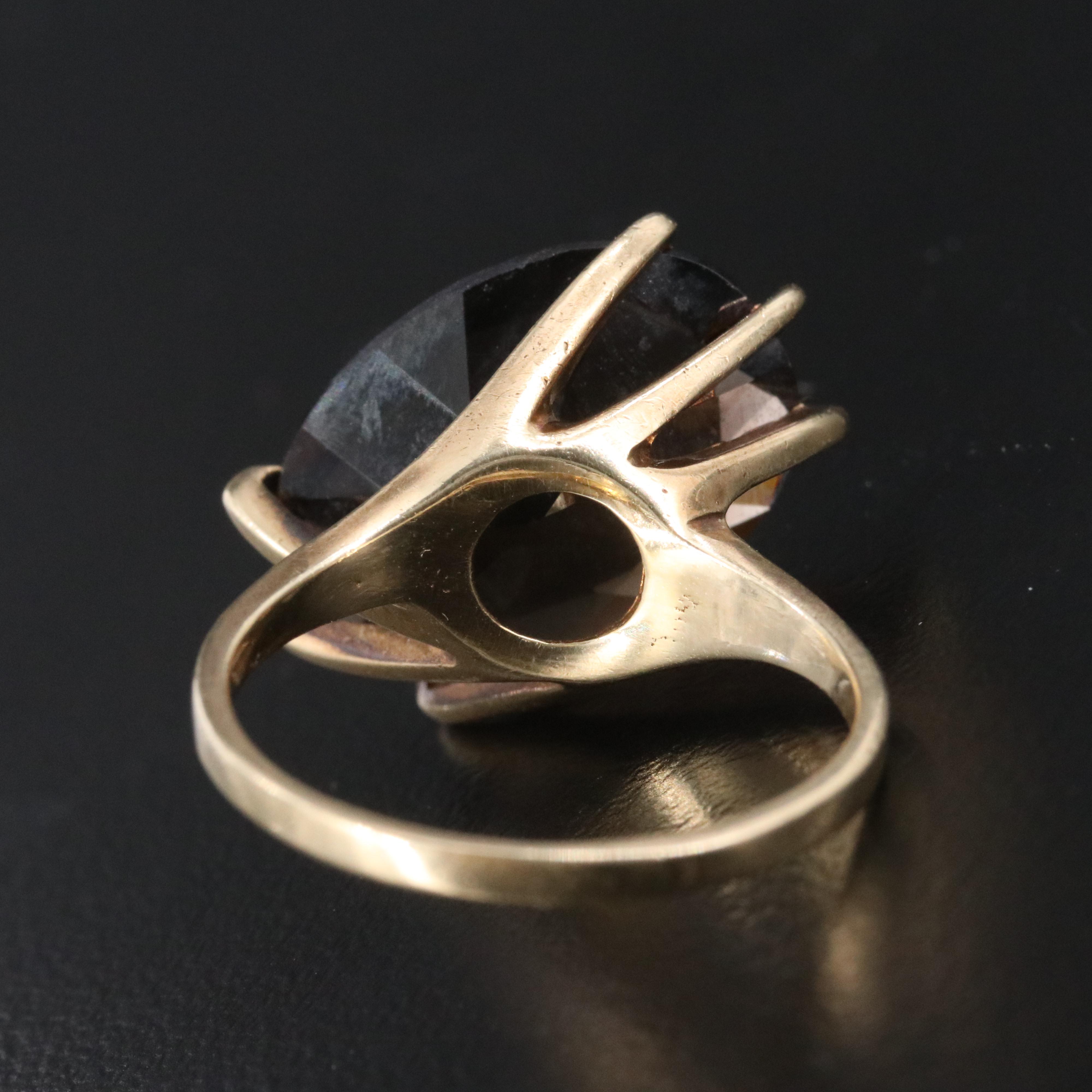 14K Opal and 10K 11.00 CT Smoky Quartz Ring