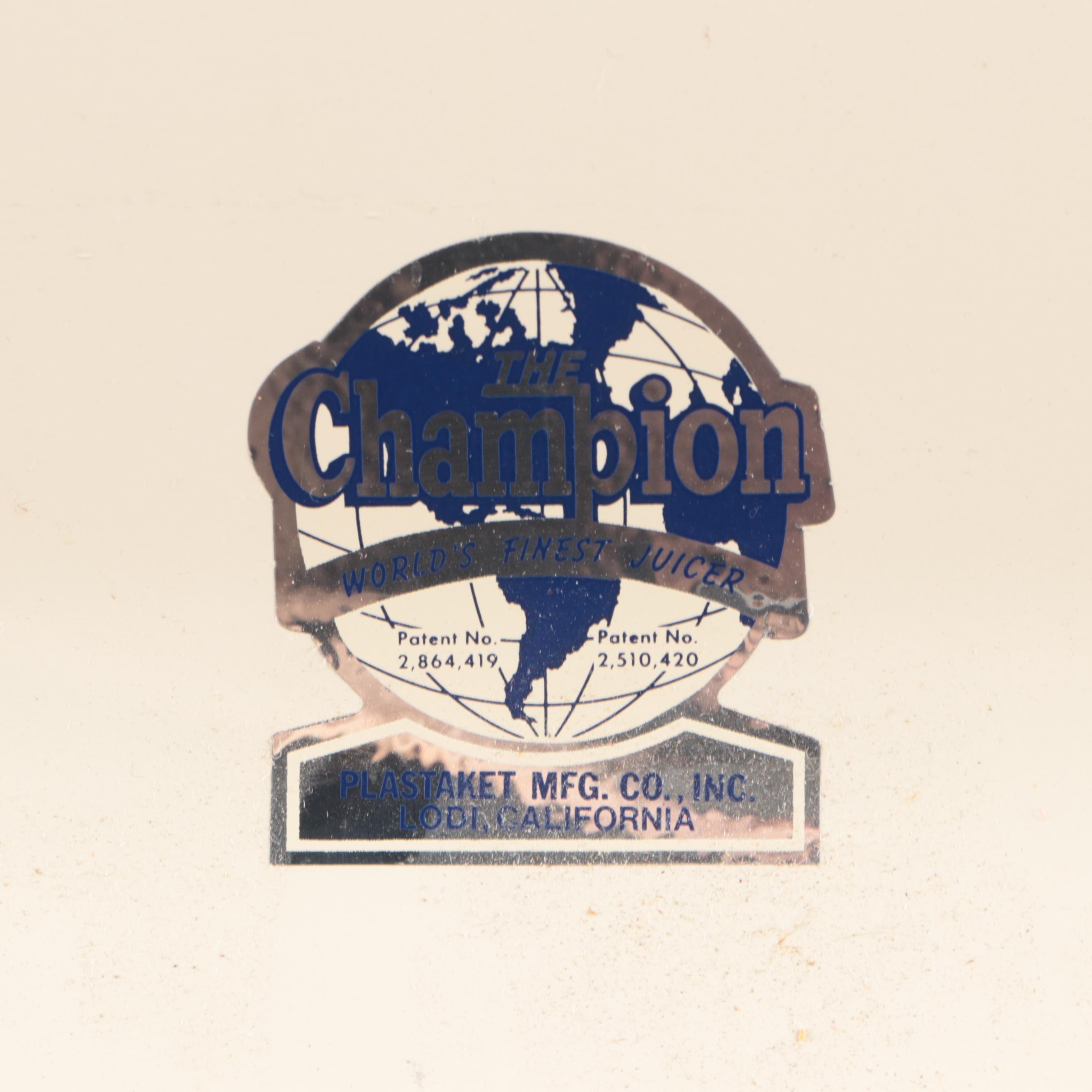 Plastaket Co. Champion Metal Juicer with Attachments and Booklet