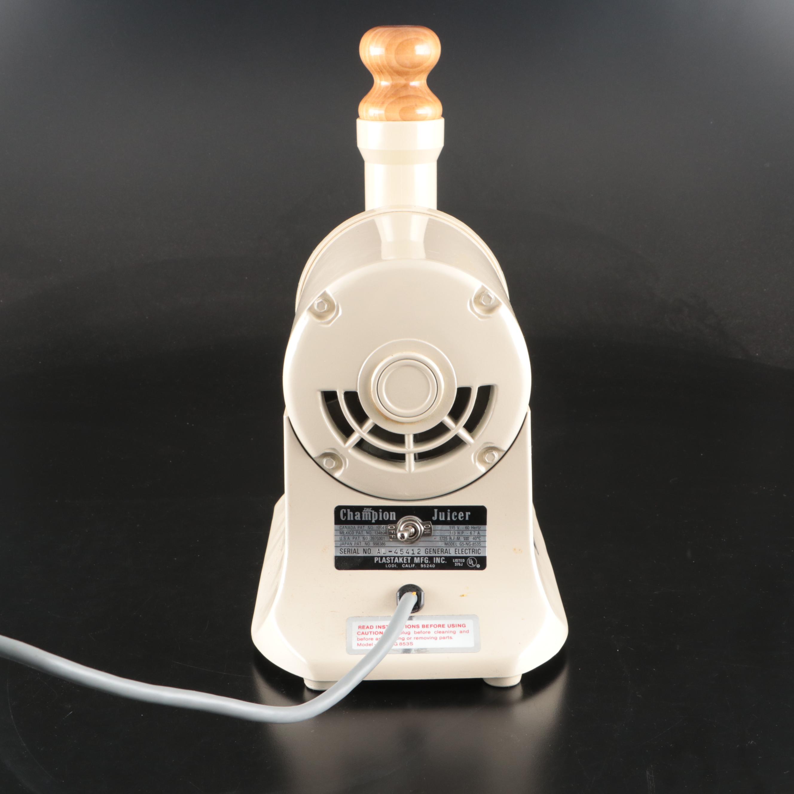 Plastaket Co. Champion Metal Juicer with Attachments and Booklet