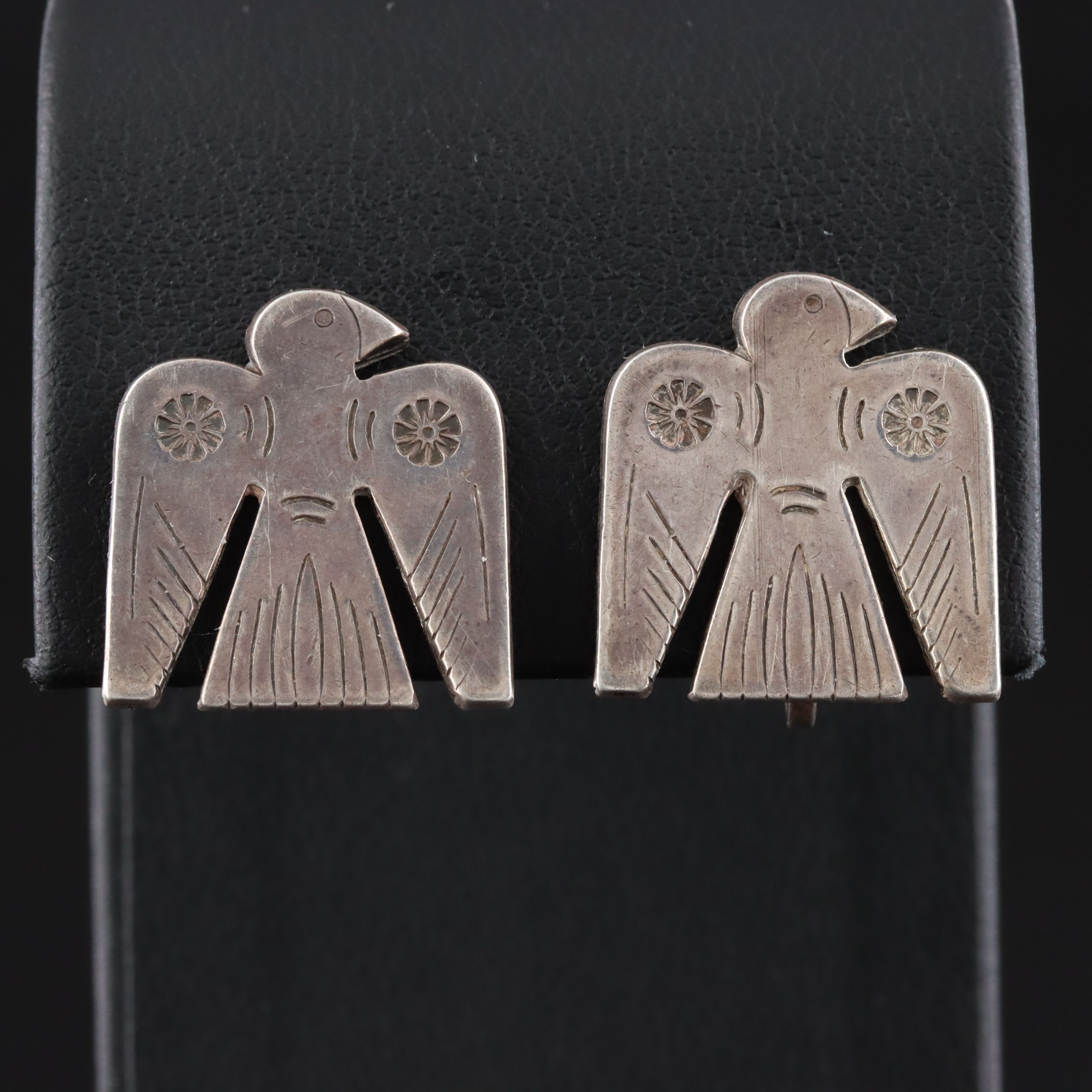 Southwestern Sterling Stampwork Eagle Earrings