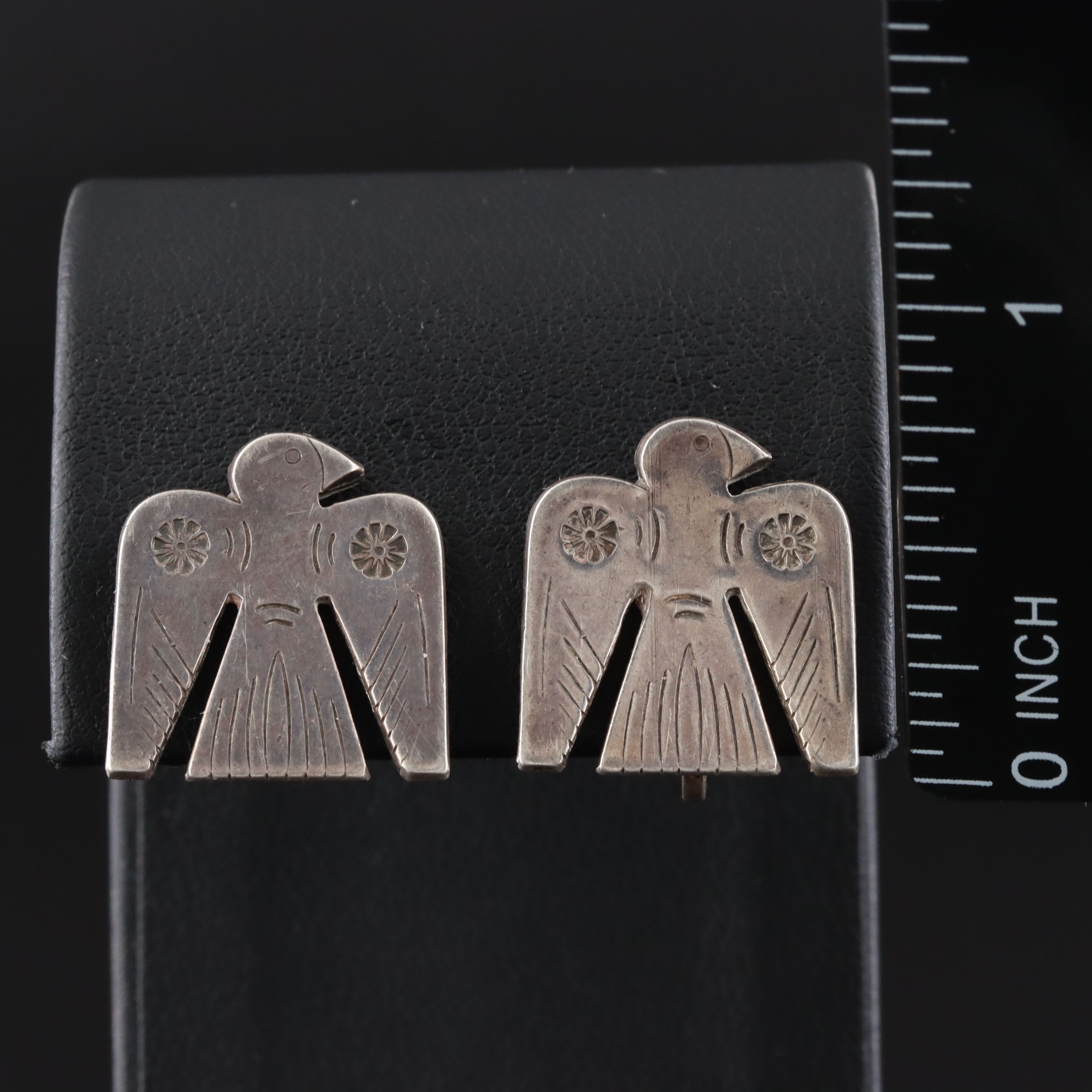 Southwestern Sterling Stampwork Eagle Earrings