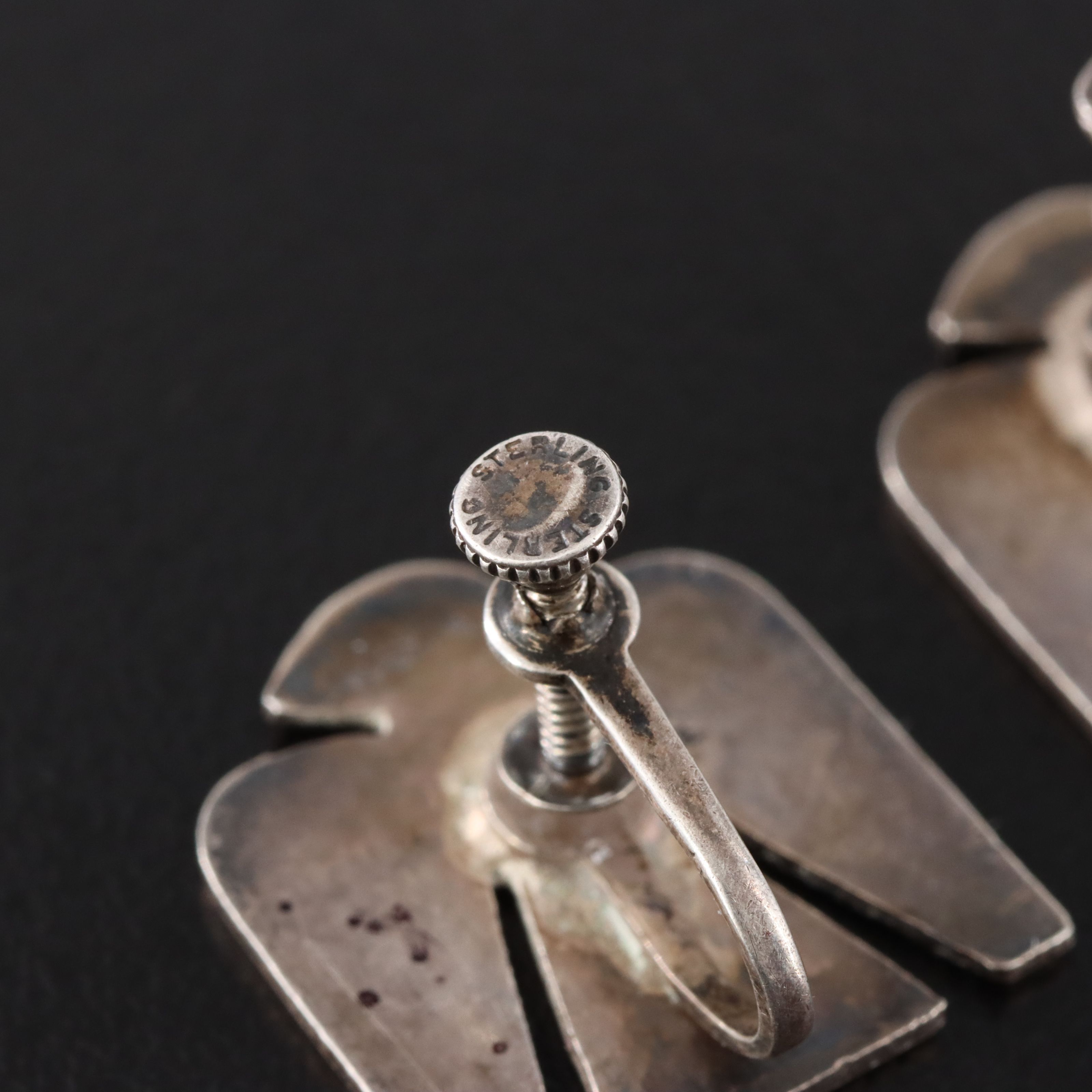 Southwestern Sterling Stampwork Eagle Earrings