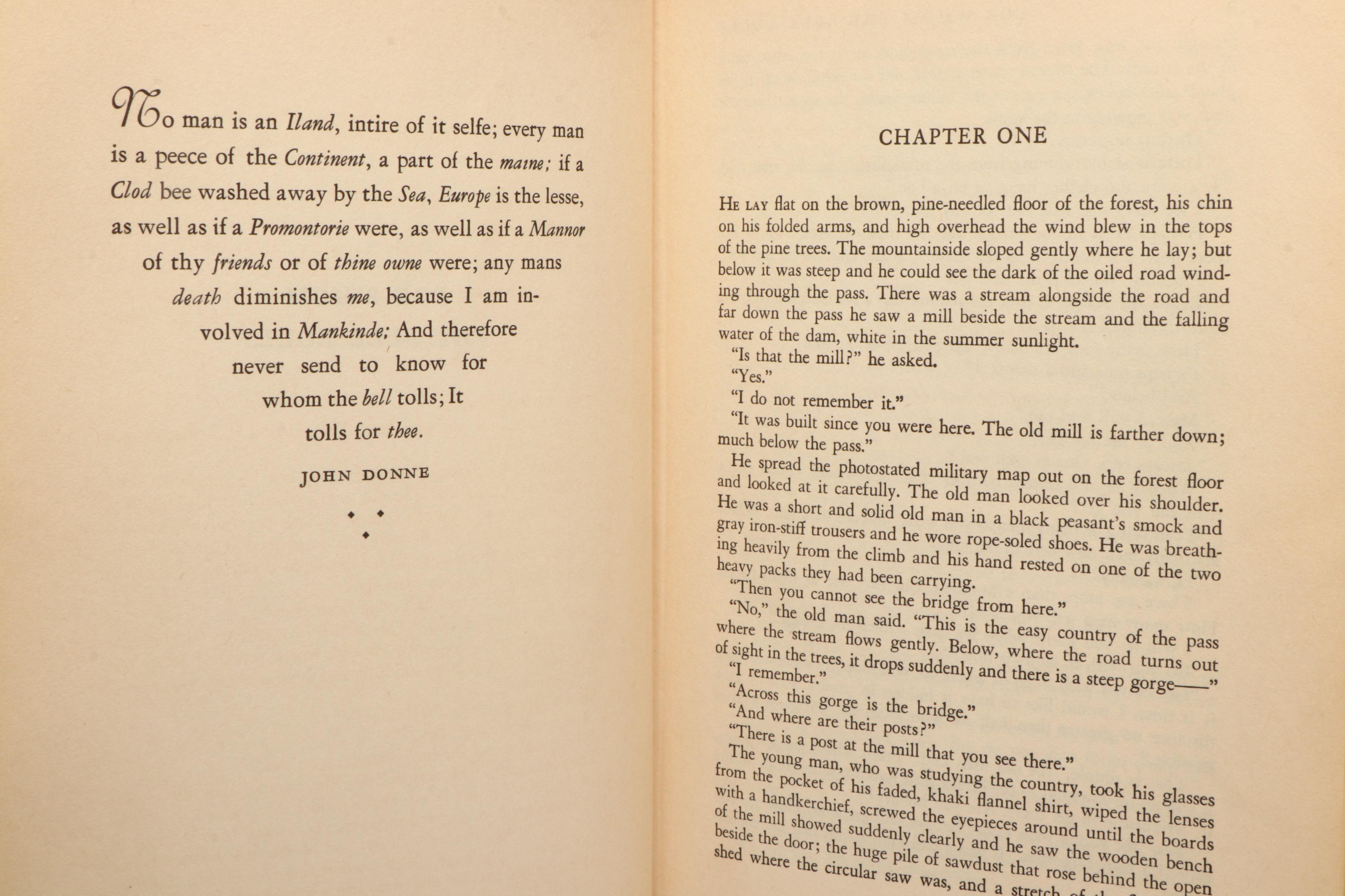 First Edition "For Whom the Bell Tolls" by Ernest Hemingway with Jacket, 1940