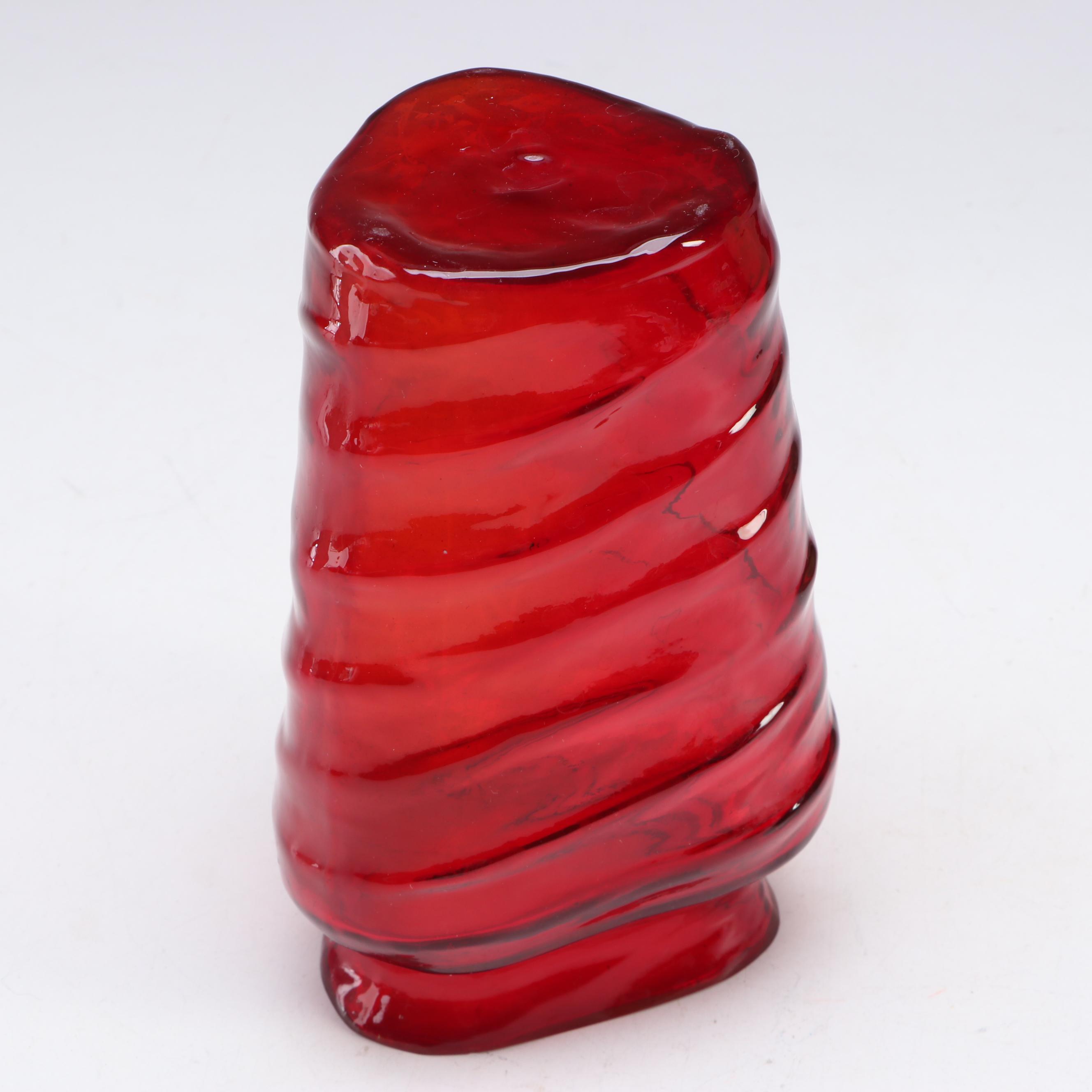 Signed Studio Glass Incalmo Bowl, Gold Reduction on Cranberry Glass Vase, More